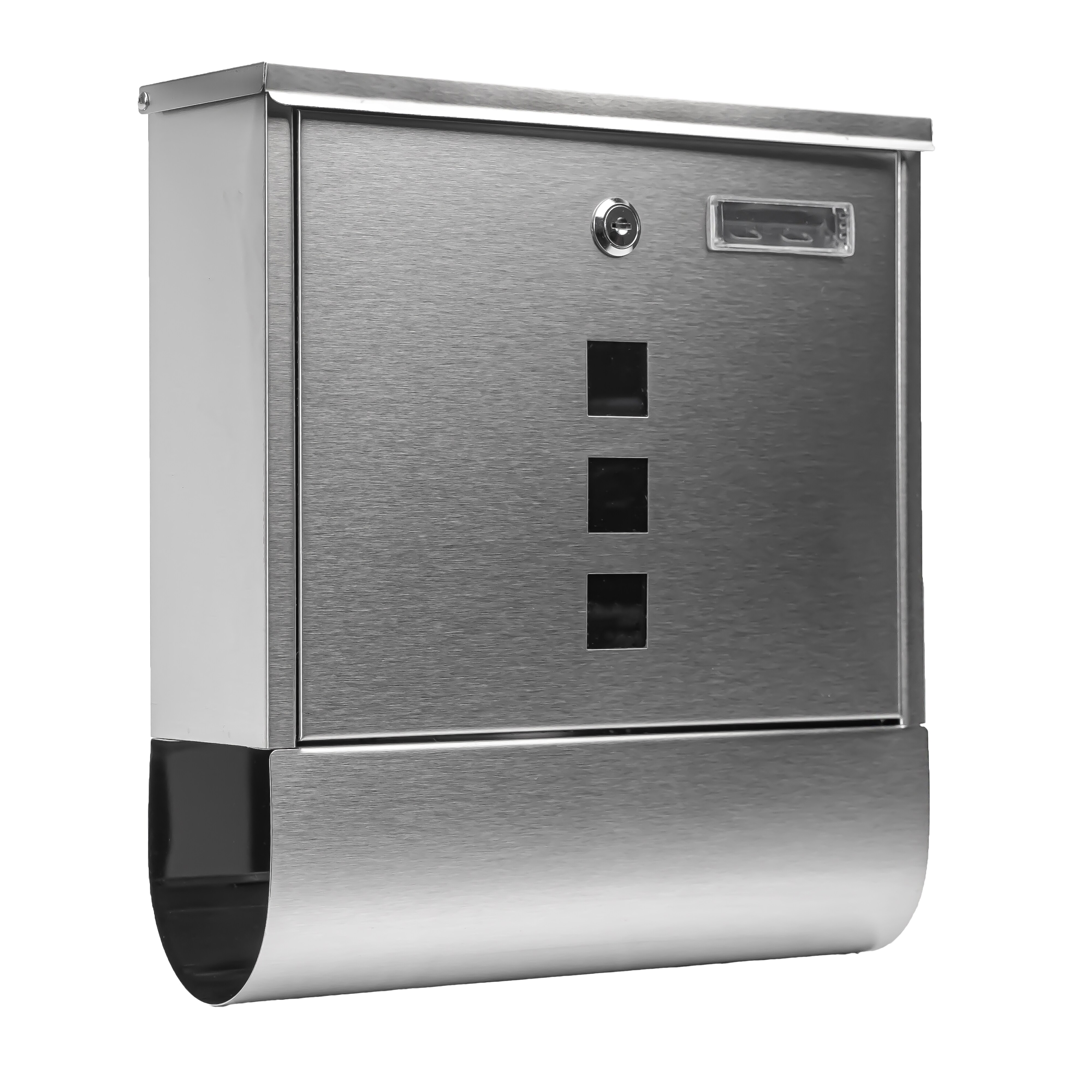 Grafner&reg; Edelstahl Briefkasten mit Zeitungsrolle und 3 Sichtfenstern + Namensschild Postkasten - Bild 1