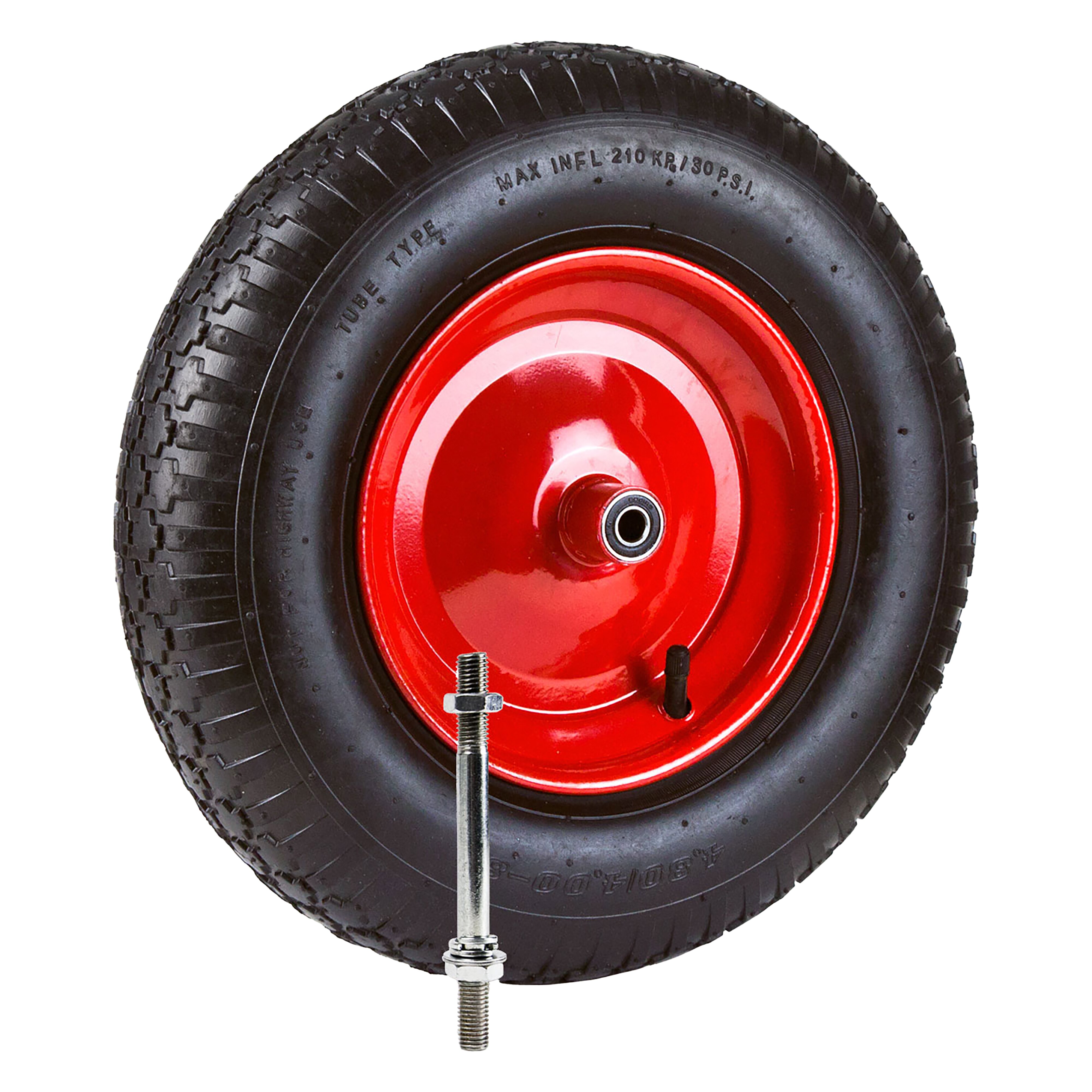 Grafner&reg; Schubkarrenrad 4.80/4.00-8 PU Luftbereifung Metallfelge mit Achse Schubkarrenreifen - Bild 1