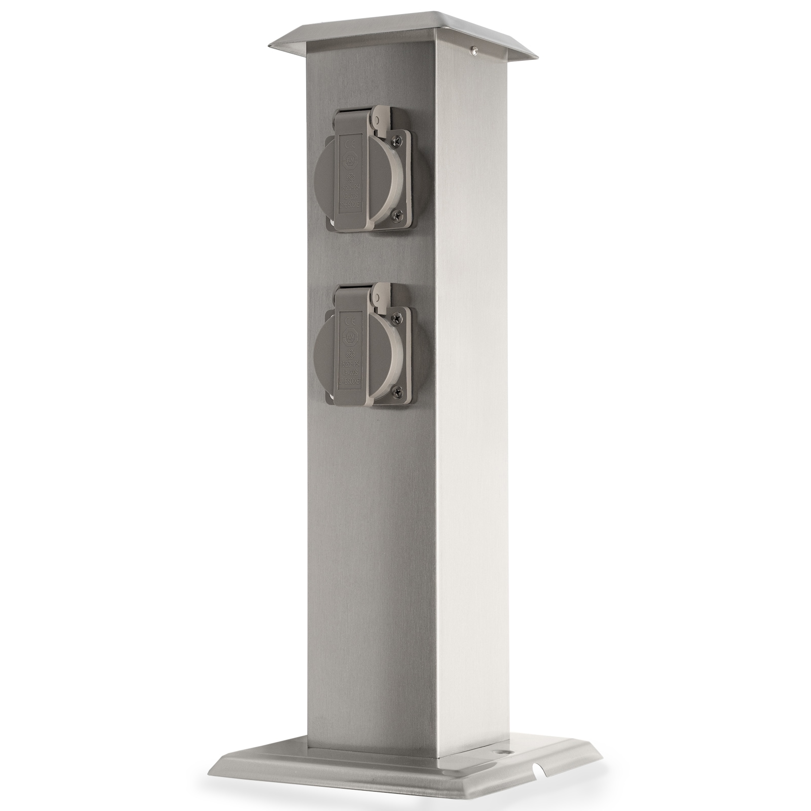 Grafner&reg; Edelstahl Steckdosens&auml;ule mit 4 Au&szlig;ensteckdosen Gartensteckdose Energies&auml;ule - Bild 1
