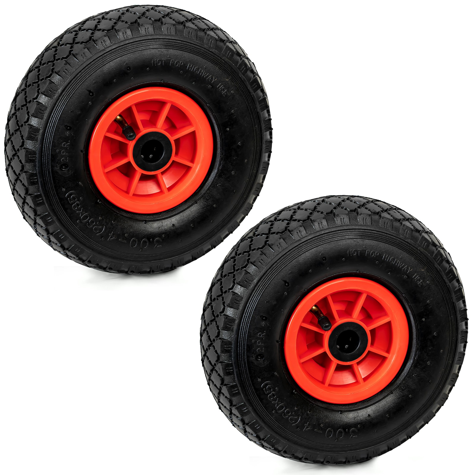 2er Set Grafner&reg; Sackkarren/Bollerwagenrad 3.00-4 PU Luftbereifung Kunststoff Felge - Bild 1