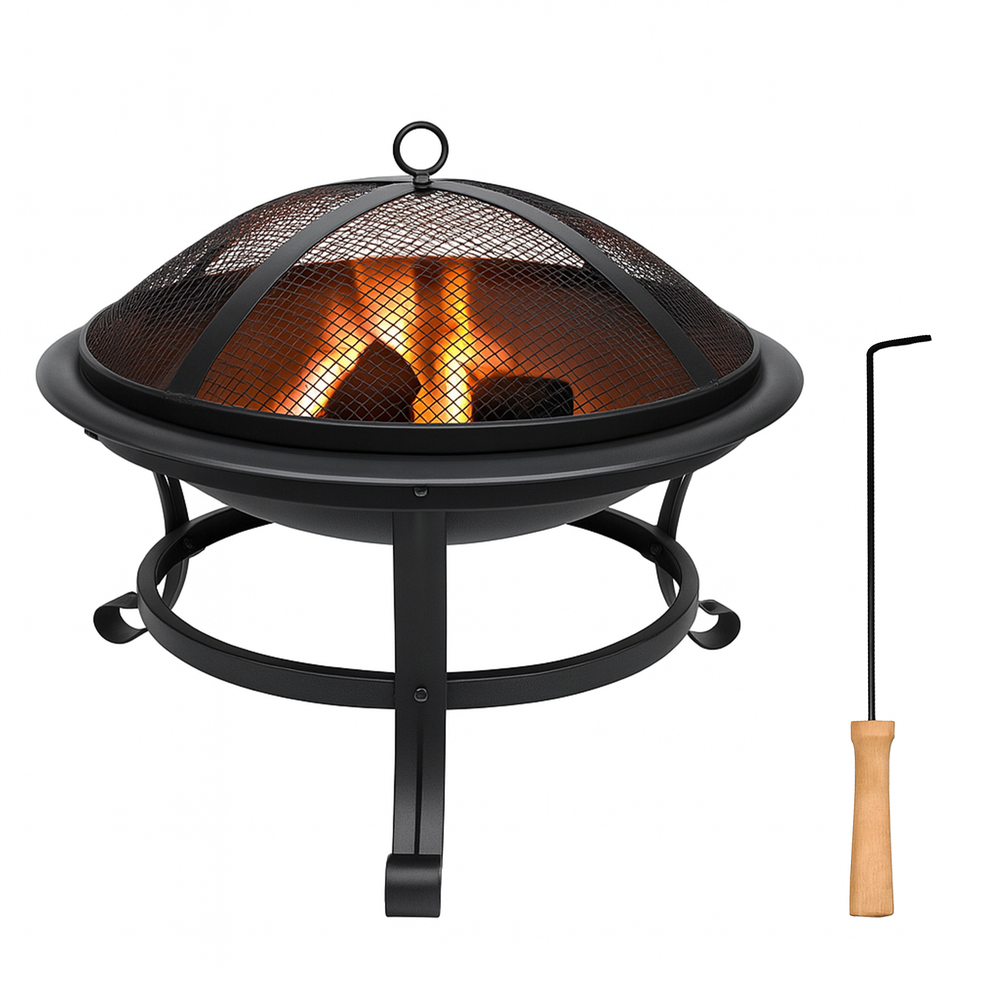 Grafner&reg; Feuerschale mit Funkenschutzgitter, Feuerhaken und Kohlerost Feuerkorb &Oslash; 52cm - Bild 1