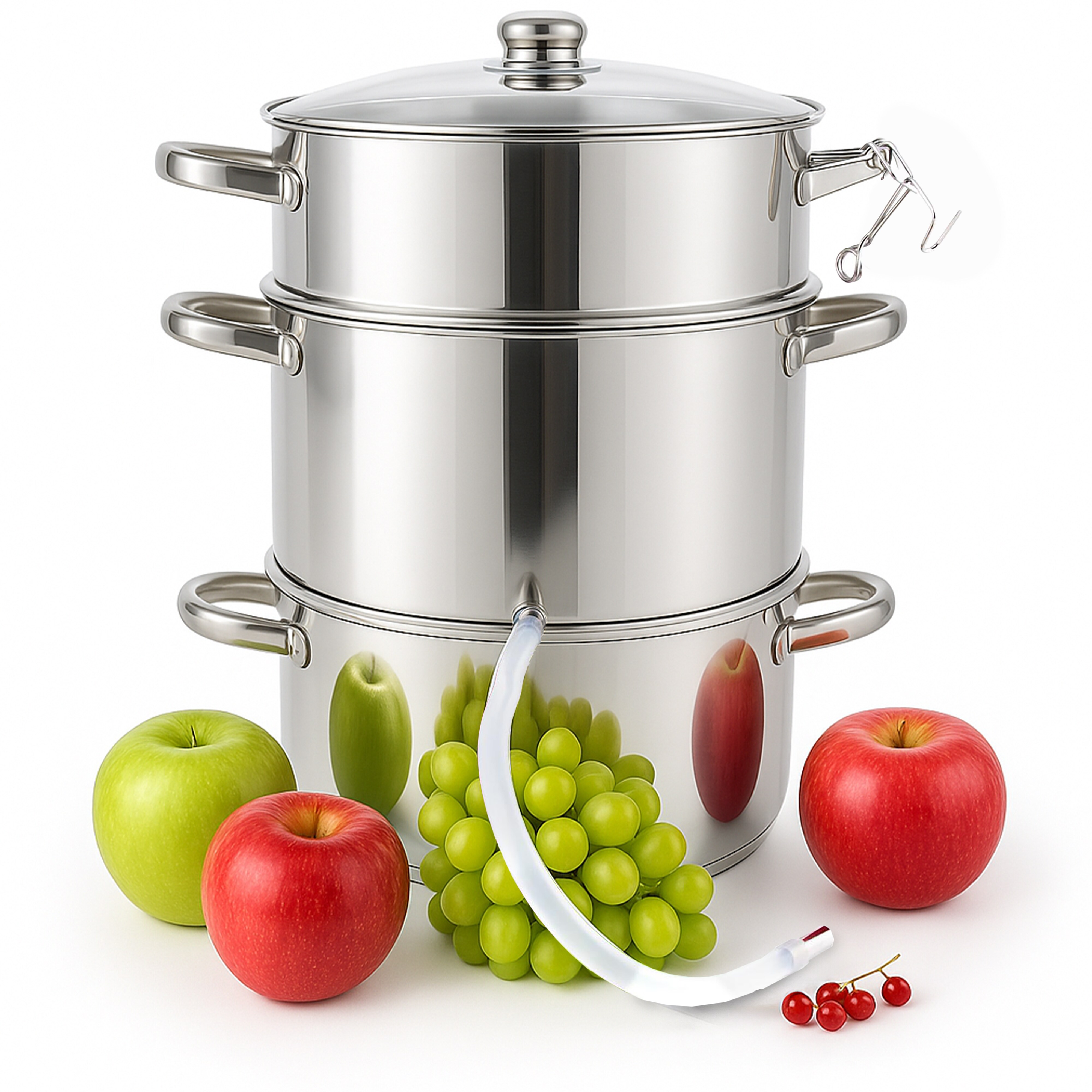 Grafner&reg; XXL Edelstahl Dampfentsafter 8 Liter mit Schlauch + Klemme Fruchtentsafter - Bild 1