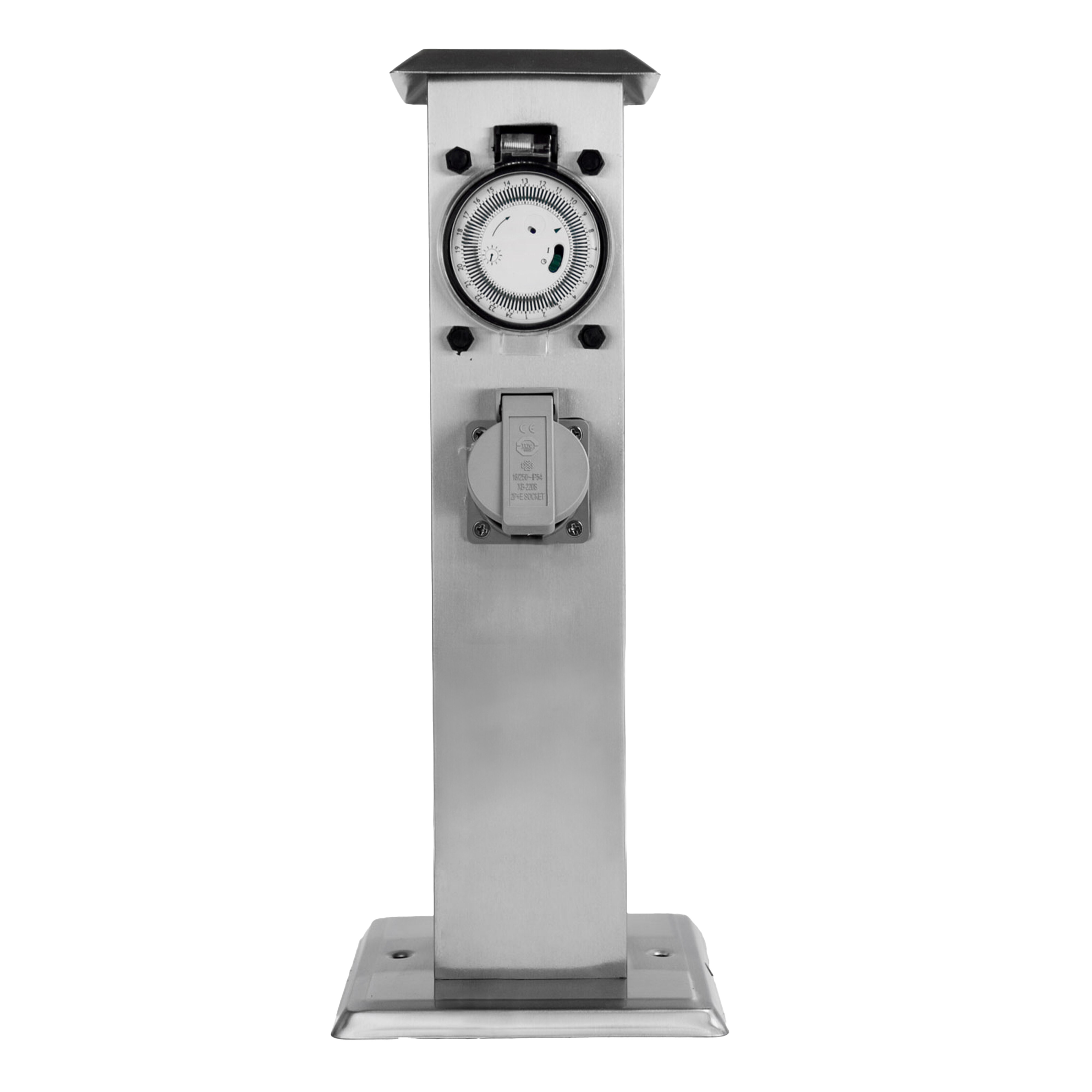 Grafner&reg; Edelstahl Steckdosens&auml;ule mit Timer 2 Au&szlig;ensteckdosen Gartensteckdose Energies&auml;ule - Bild 1