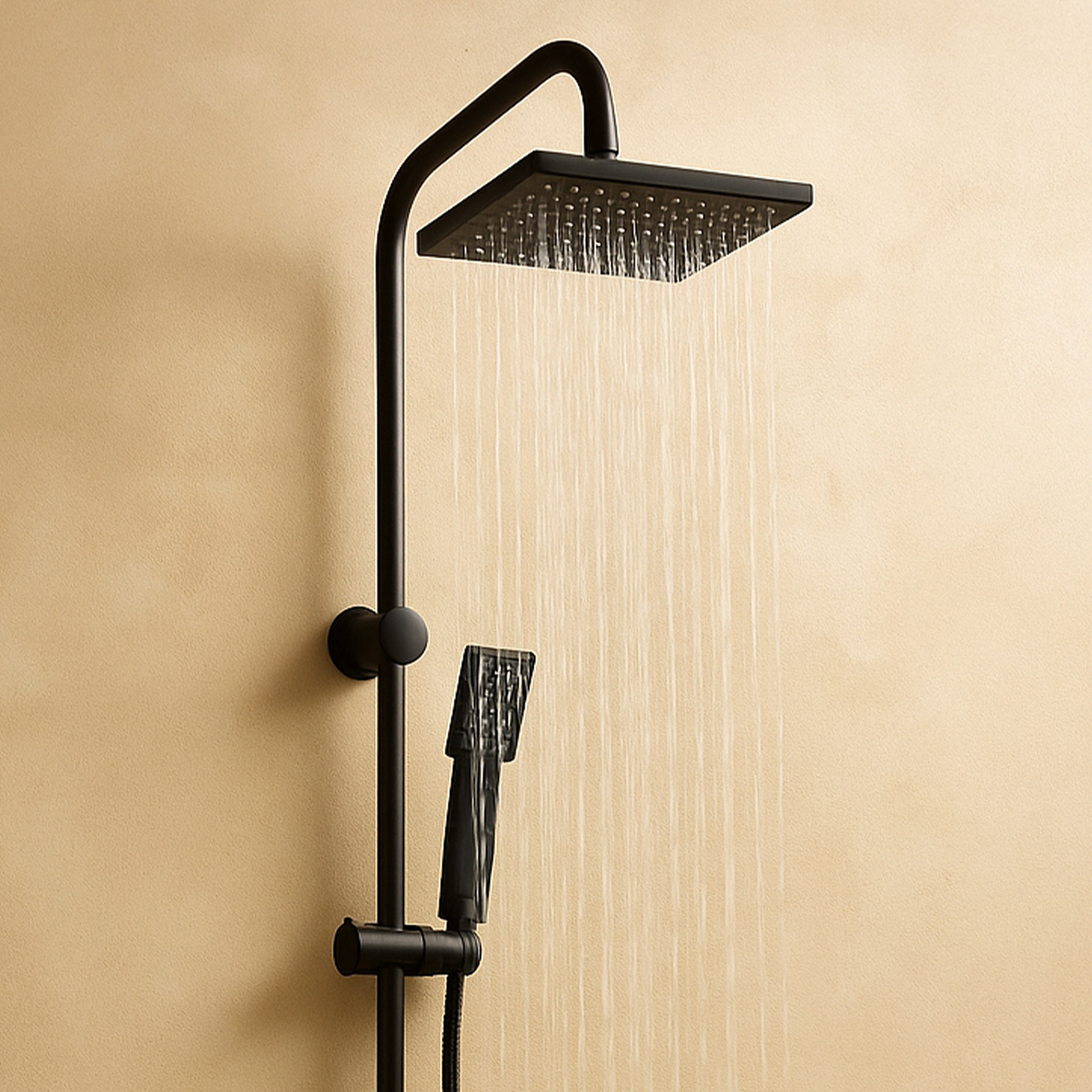 Grafner&reg; Duschgarnitur mit Regenschauerduschkopf und Handbrause Duschs&auml;ule Schwarz - Bild 1