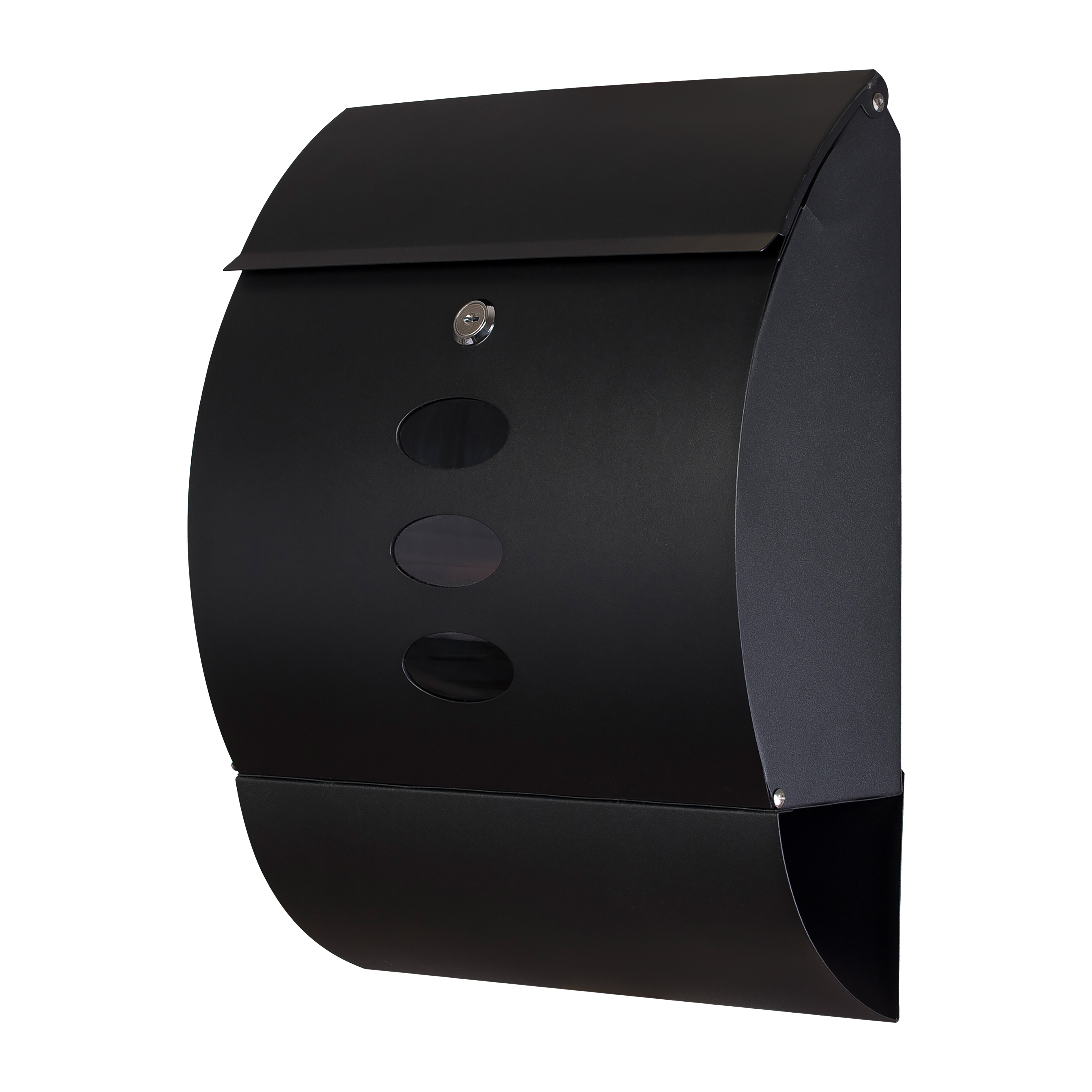 Grafner&reg; Edelstahl Briefkasten Schwarz mit Zeitungsrolle und 3 Sichtfenstern Postkasten - Bild 1