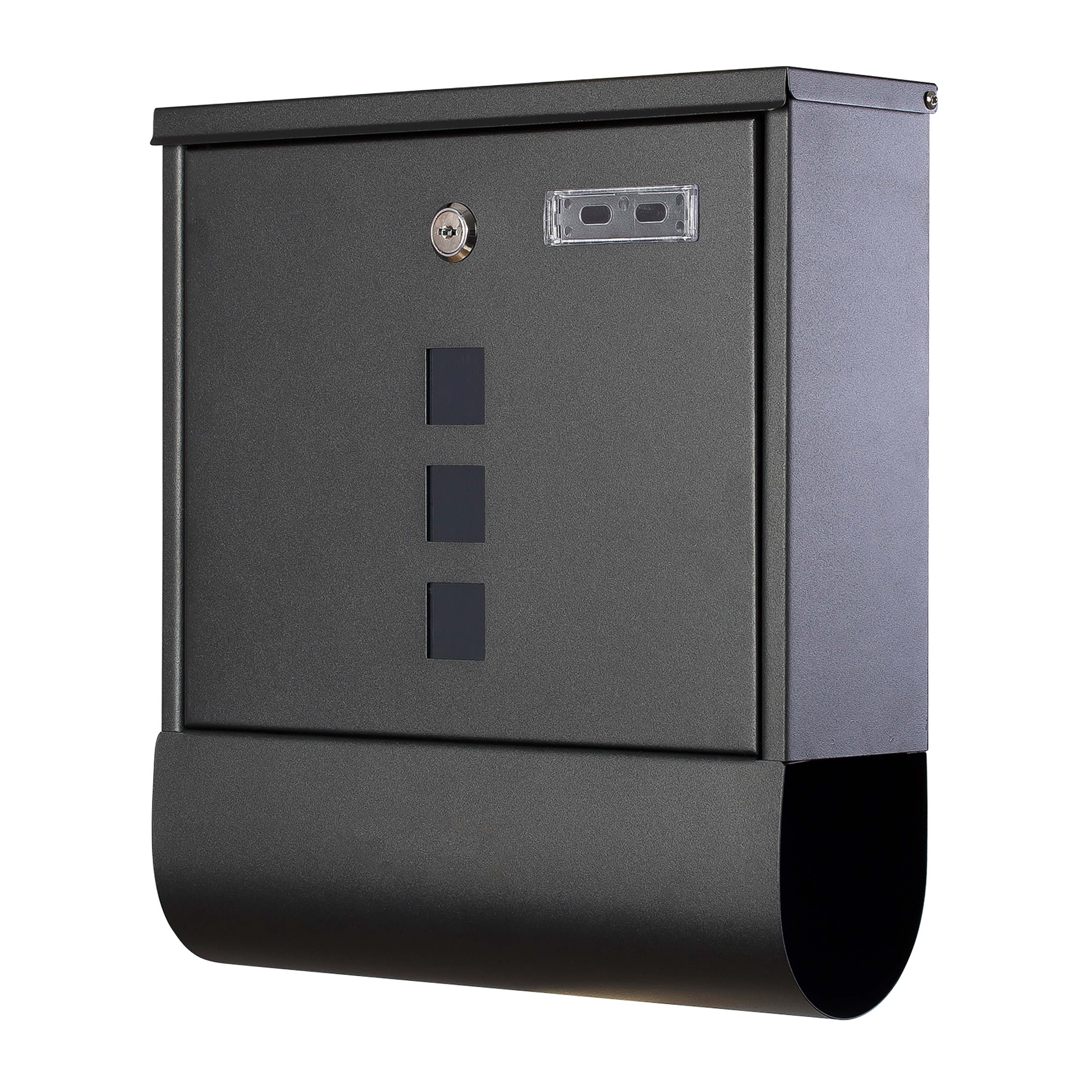 Grafner&reg; Briefkasten mit Zeitungsrolle schwarz 3 Sichtfenster + Namensschild - Bild 1