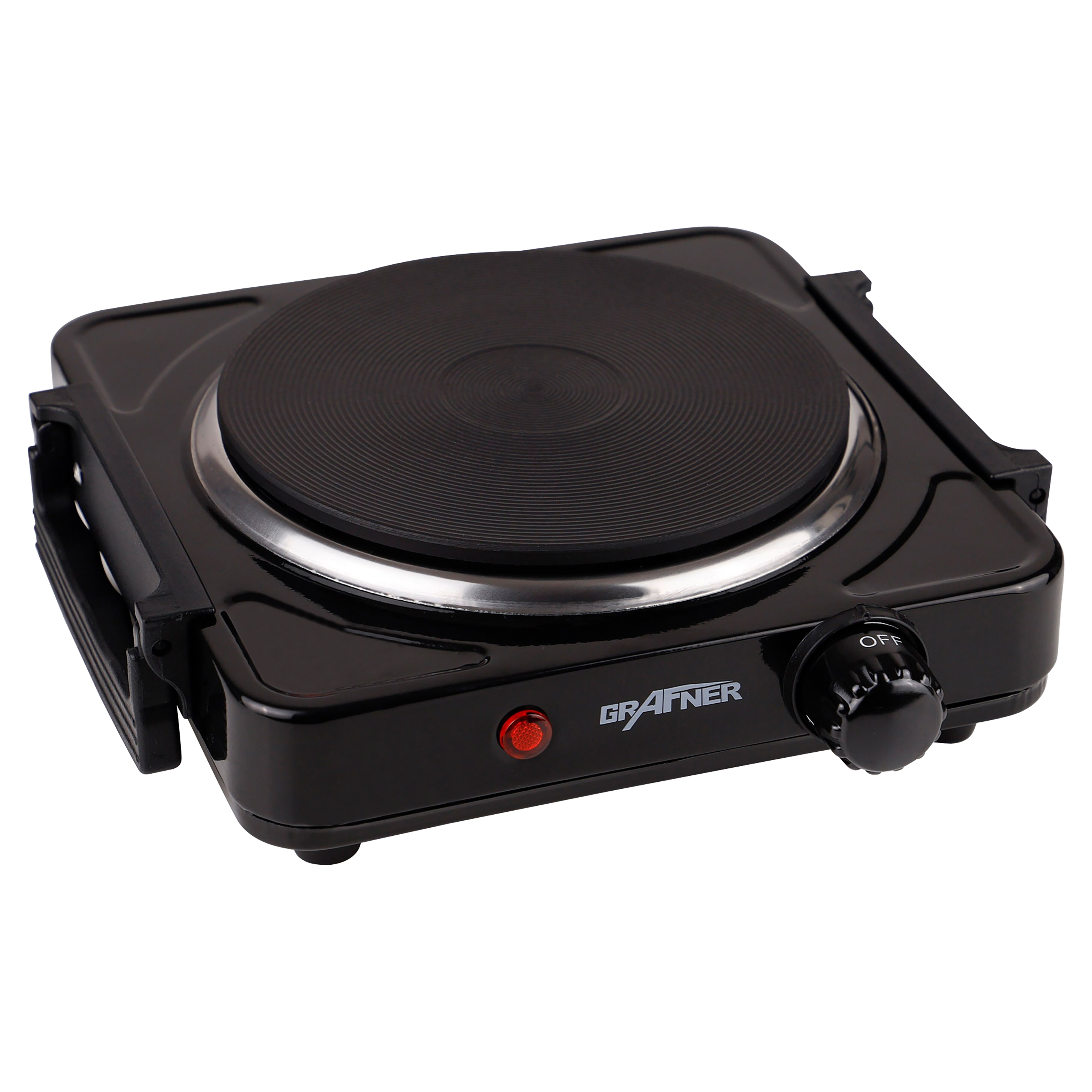 Grafner&reg; Kochplatte einzel 1000 Watt mit klappbaren Griffen Schwarz KP10878 - Bild 1