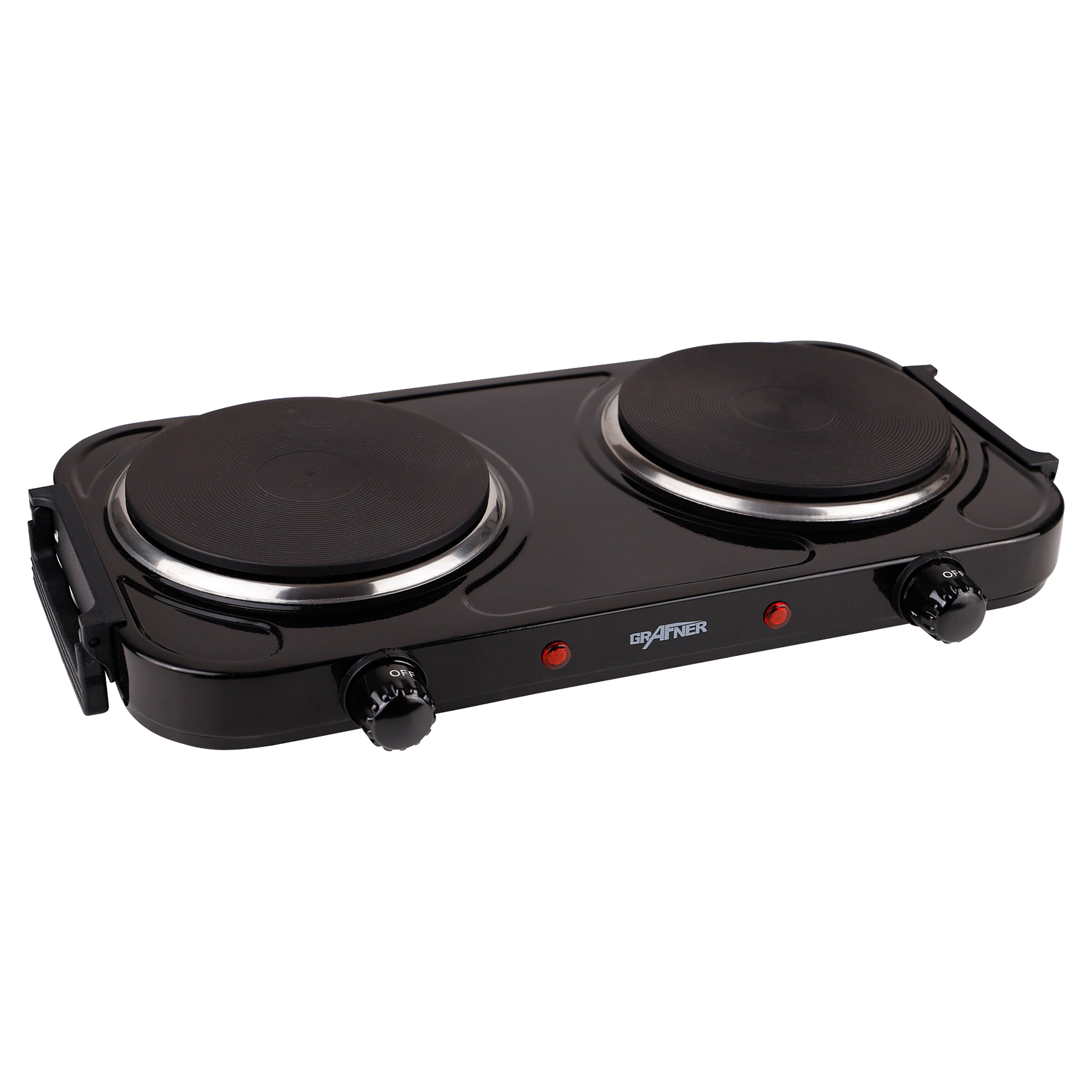 Grafner&reg; Kochplatte doppelt 2000 Watt mit klappbaren Griffen Schwarz KP10880 - Bild 1