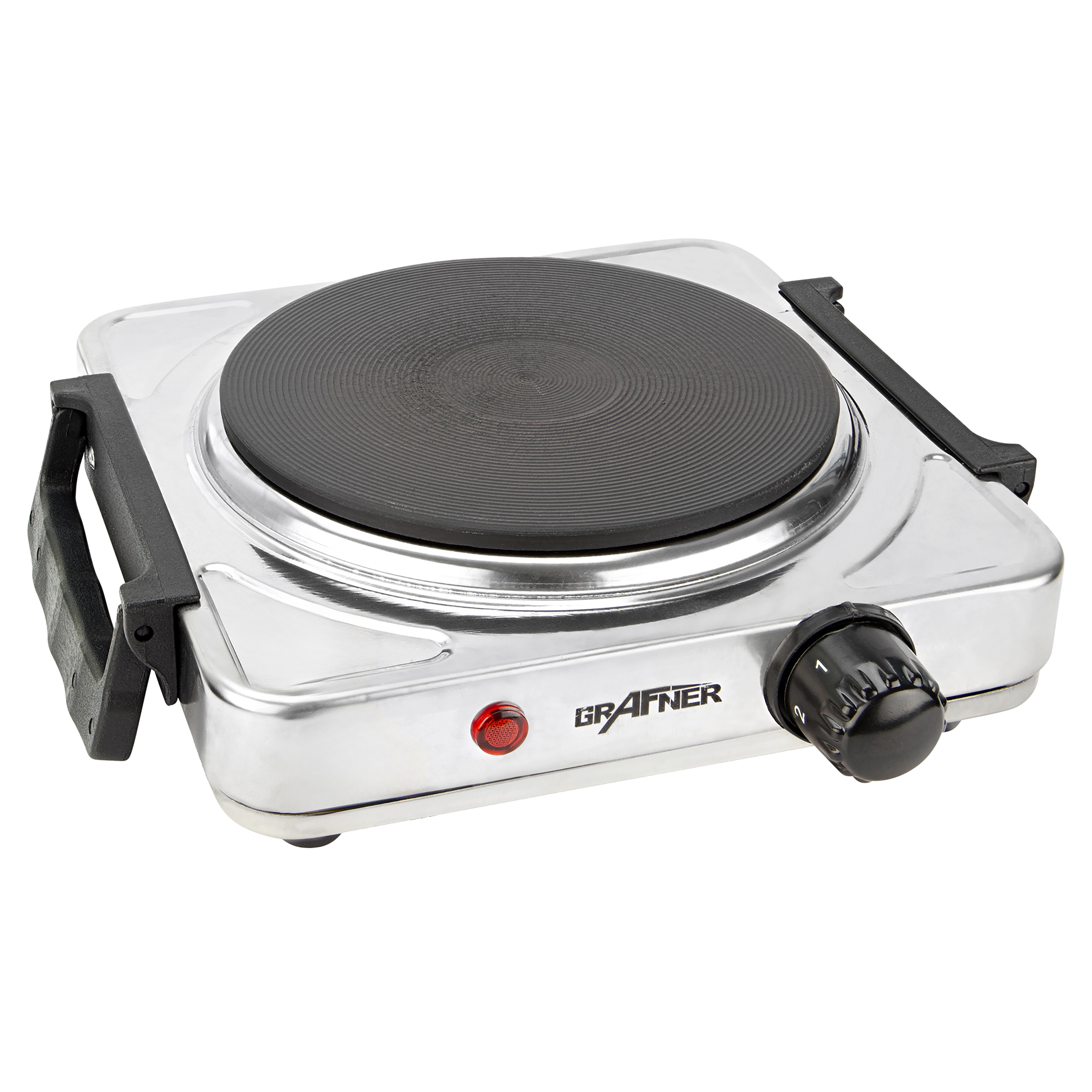 Grafner Kochplatte einzel 1000 Watt mit klappbaren Griffen Edelstahl KP10881 - Bild 1