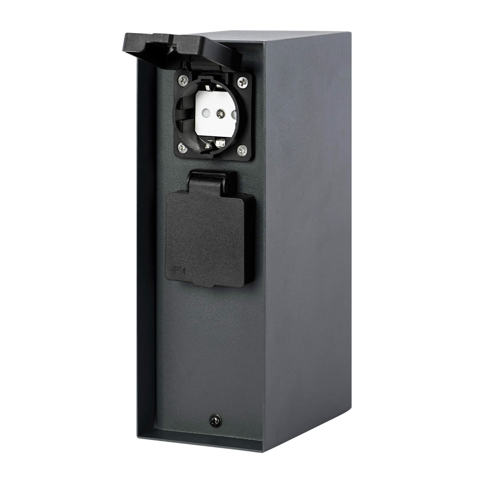 Grafner&reg; Steckdosens&auml;ule Anthrazit mit 4 Au&szlig;ensteckdosen Edelstahl Gartensteckdose Energies&auml;ule - Bild 1