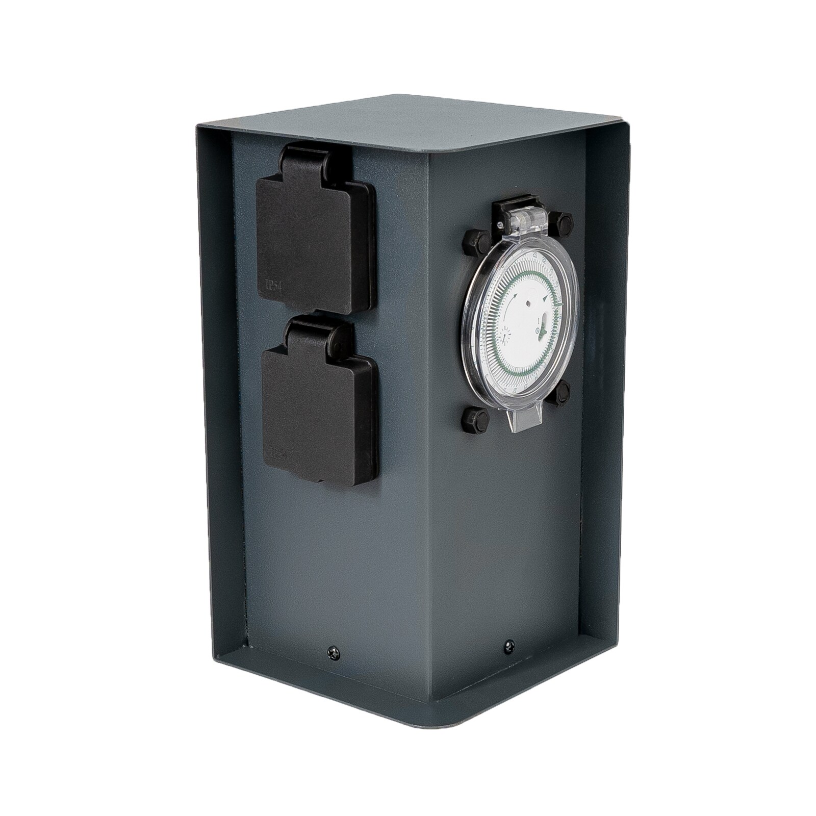 Grafner® Edelstahl Steckdosensäule mit Timer 2 Außensteckdosen Anthrazit Gartensteckdose