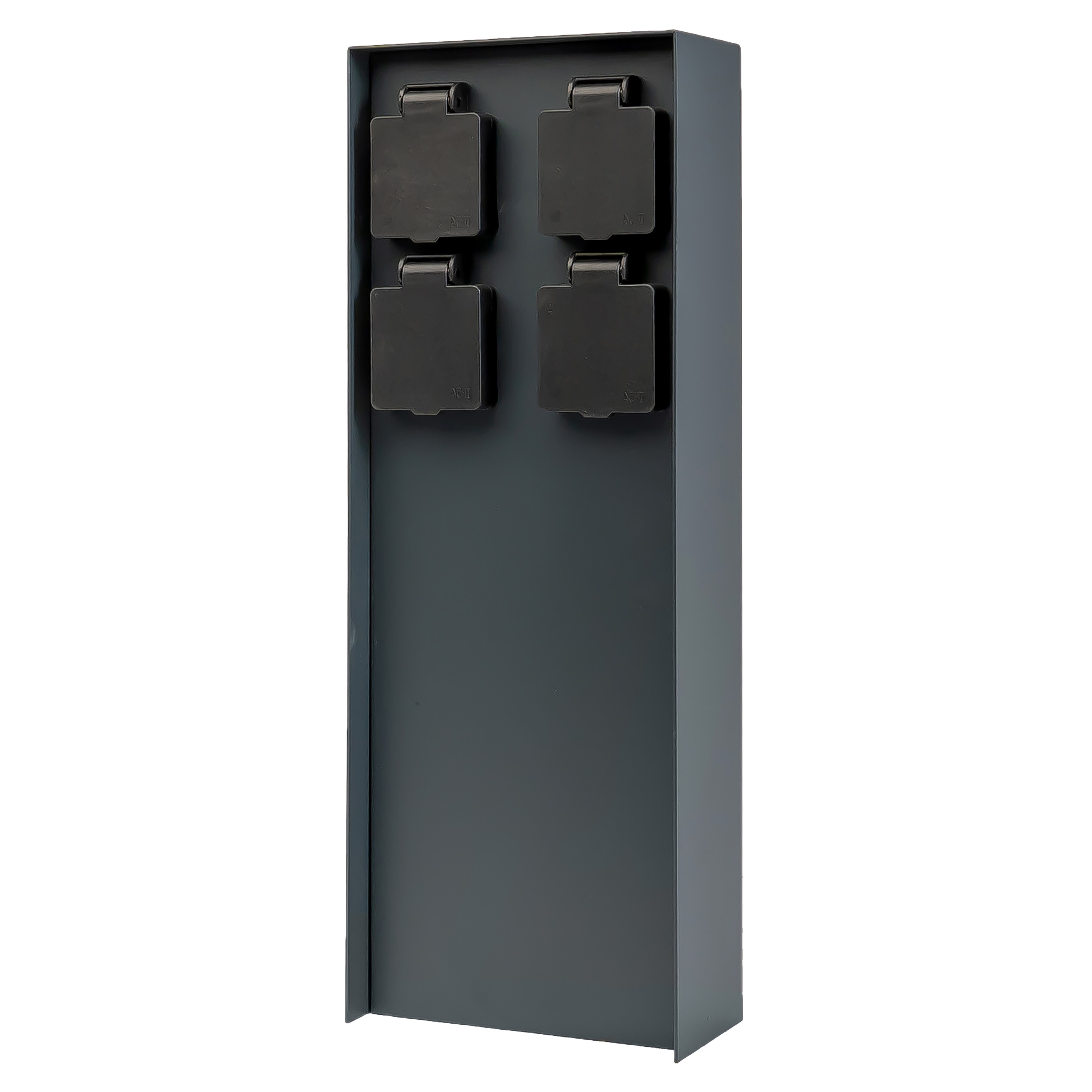 Grafner&reg; Steckdosens&auml;ule anthrazit mit 4 Au&szlig;ensteckdosen Edelstahl Gartensteckdose Energies&auml;ule - Bild 1