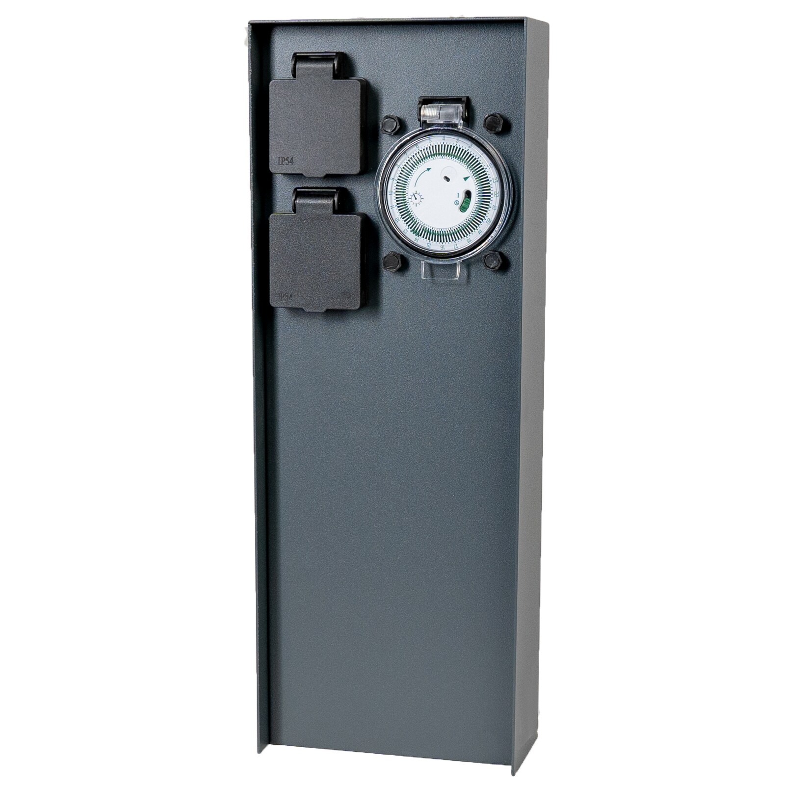 Grafner&reg; Edelstahl Steckdosens&auml;ule mit Timer 2 Au&szlig;ensteckdosen Anthrazit Gartensteckdose - Bild 1