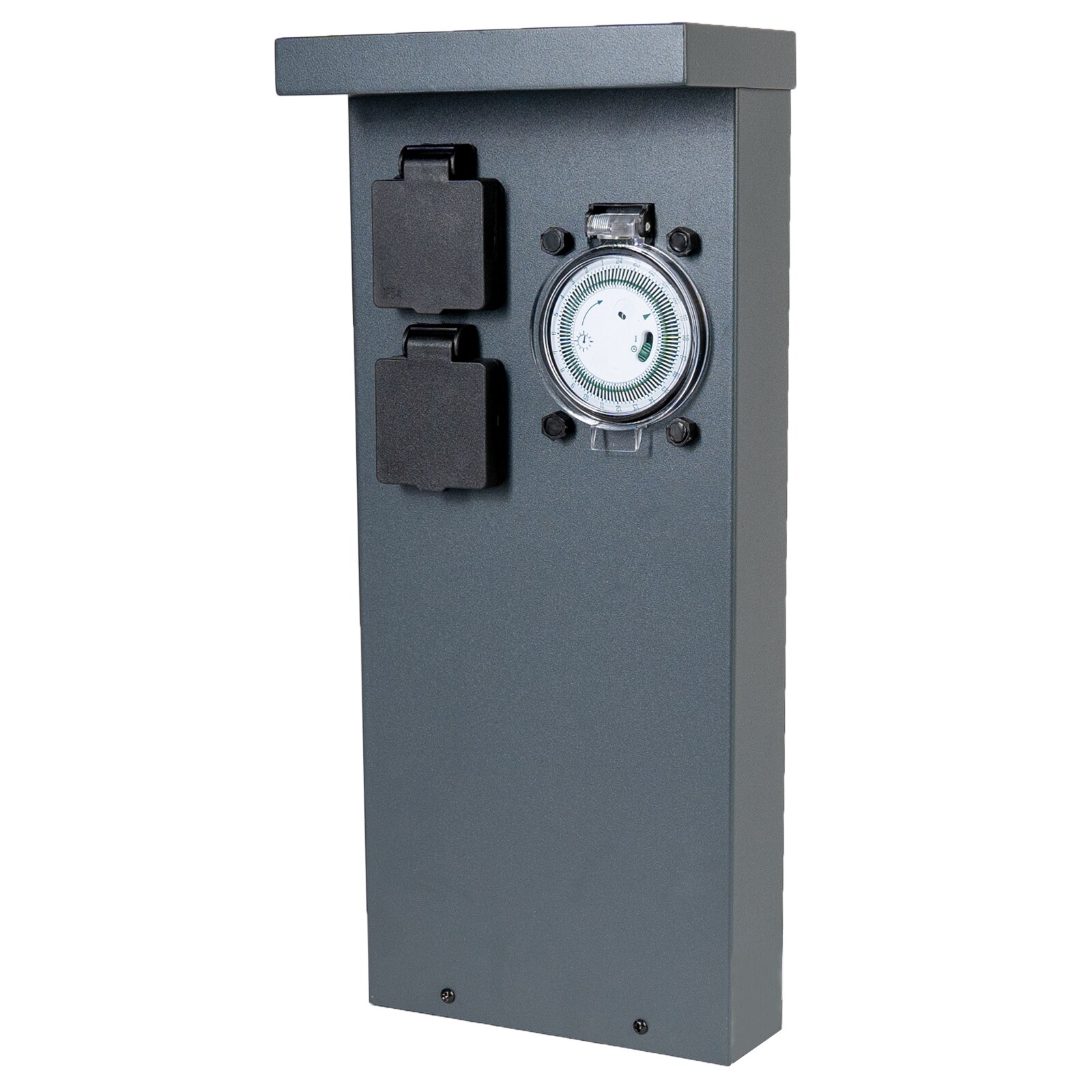 Grafner&reg; Edelstahl Steckdosens&auml;ule mit Timer 2 Au&szlig;ensteckdosen Anthrazit Gartensteckdose - Bild 1