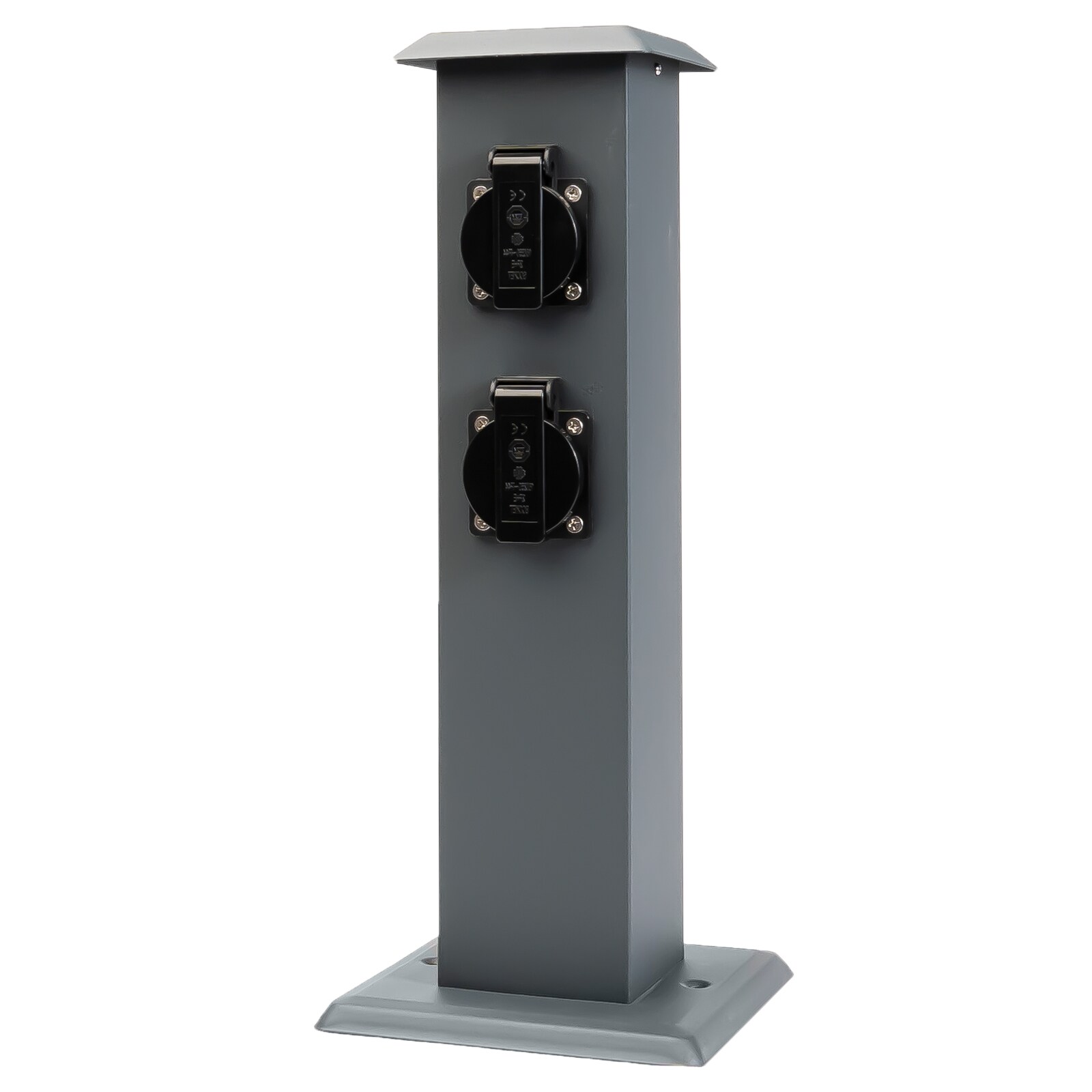 Grafner&reg; Steckdosens&auml;ule anthrazit mit 4 Au&szlig;ensteckdosen Edelstahl Gartensteckdose Energies&auml;ule - Bild 1