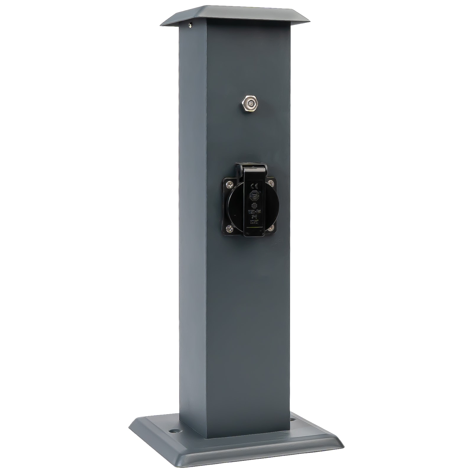 Grafner&reg; Steckdosens&auml;ule anthrazit mit D&auml;mmerungssensor Edelstahl Gartensteckdose Energies&auml;ule - Bild 1