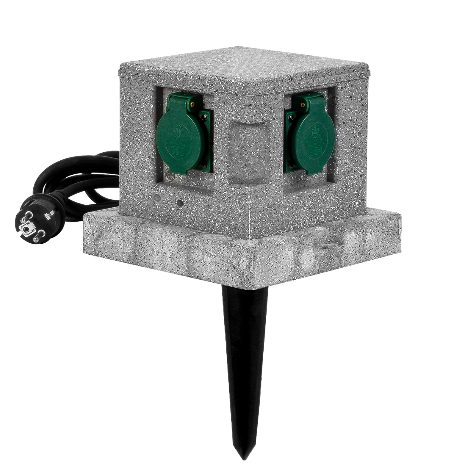 Grafner&reg; Wifi Gartensteckdose Au&szlig;ensteckdose Steinoptik Quadratisch Tuya Smart Life - Bild 1