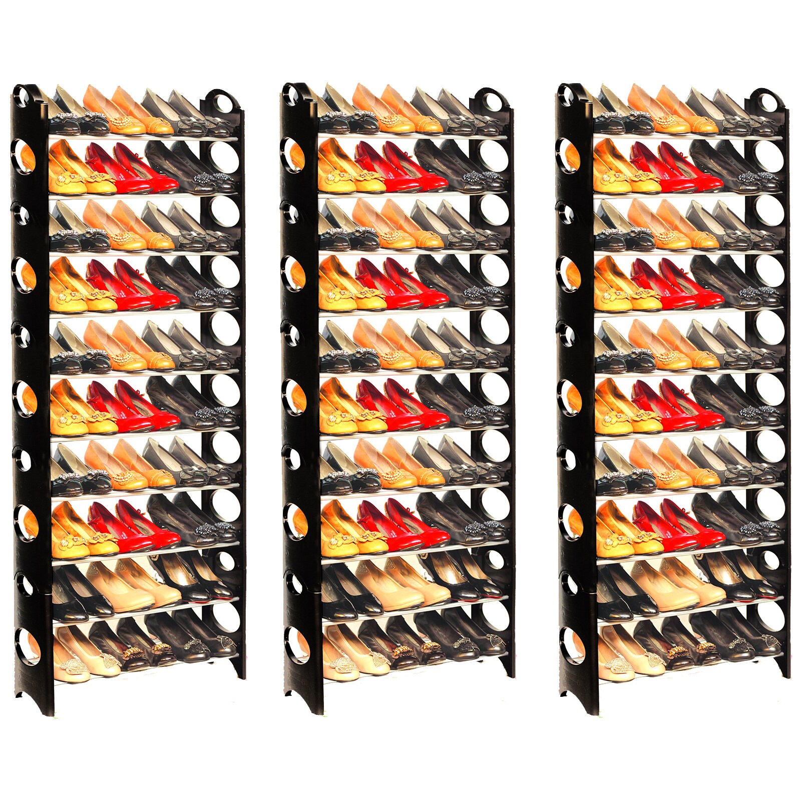 Grafner&reg; 3er Set Schuhregal auf 10 Ebenen f&uuml;r 30 Paar Schuhe Schuhst&auml;nder individuell aufstellbar - Bild 1