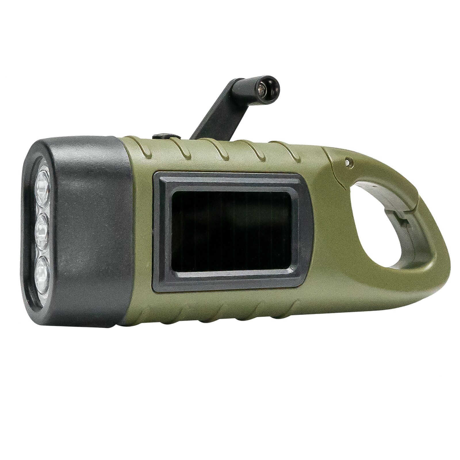 Grafner&reg; Kurbeltaschenlampe mit Solar 3 LEDs Karabiner KT11051 - Bild 1