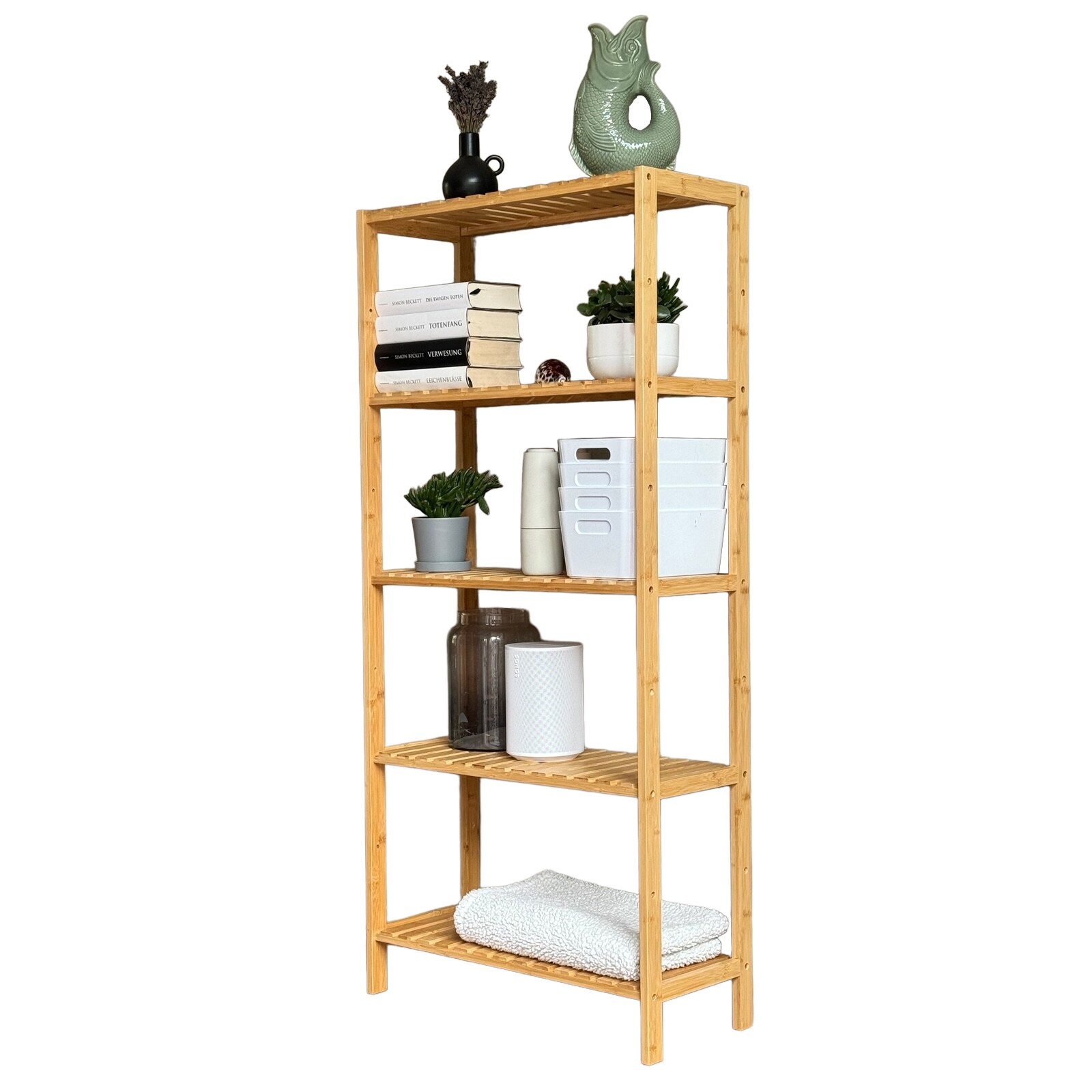 Grafner Badregal mit 5 Etagen aus Bambus 131x60x26 cm - Bild 1