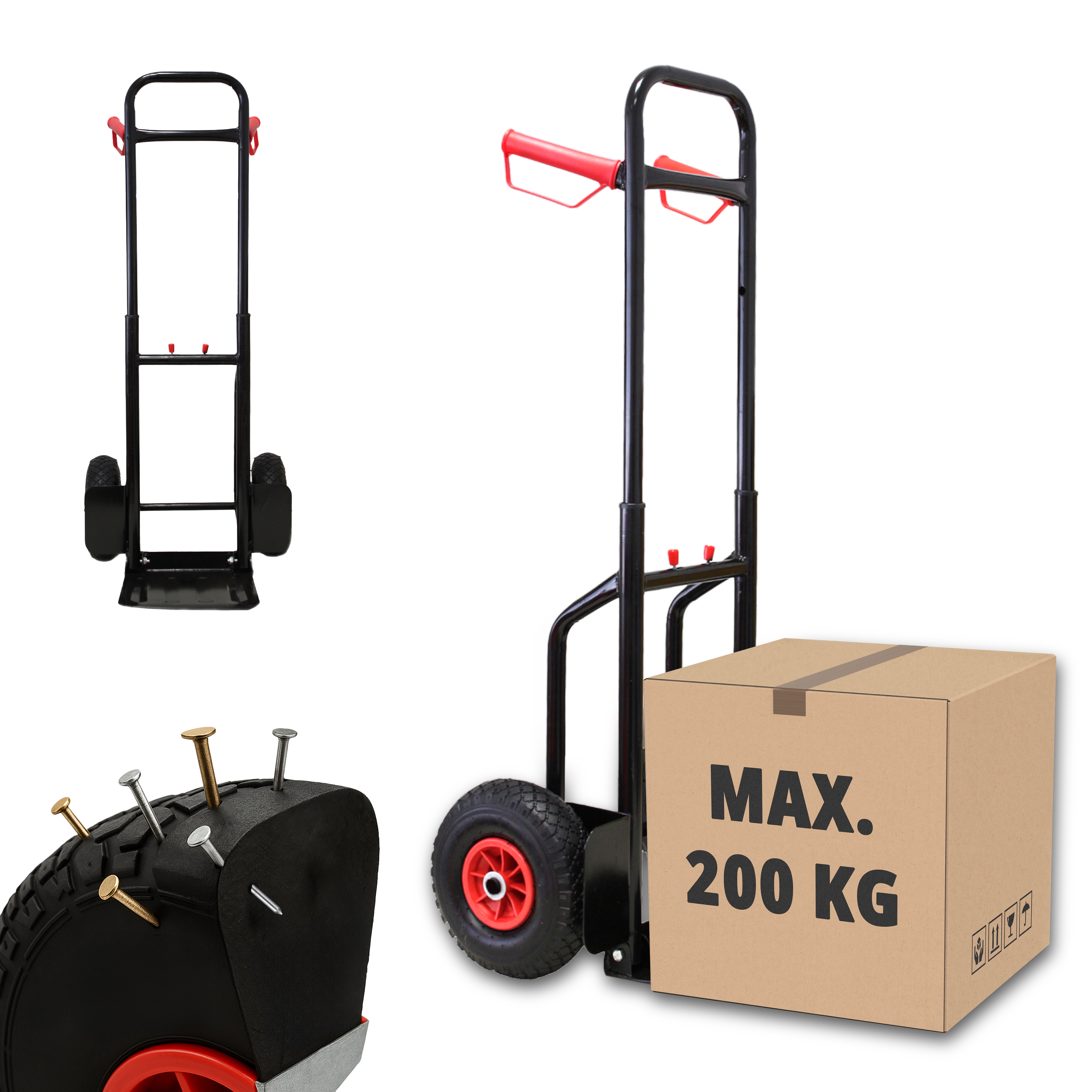 Grafner Sackkarre 200kg ausziehbar/ klappbar Vollgummibereifung FlatFree - Bild 1