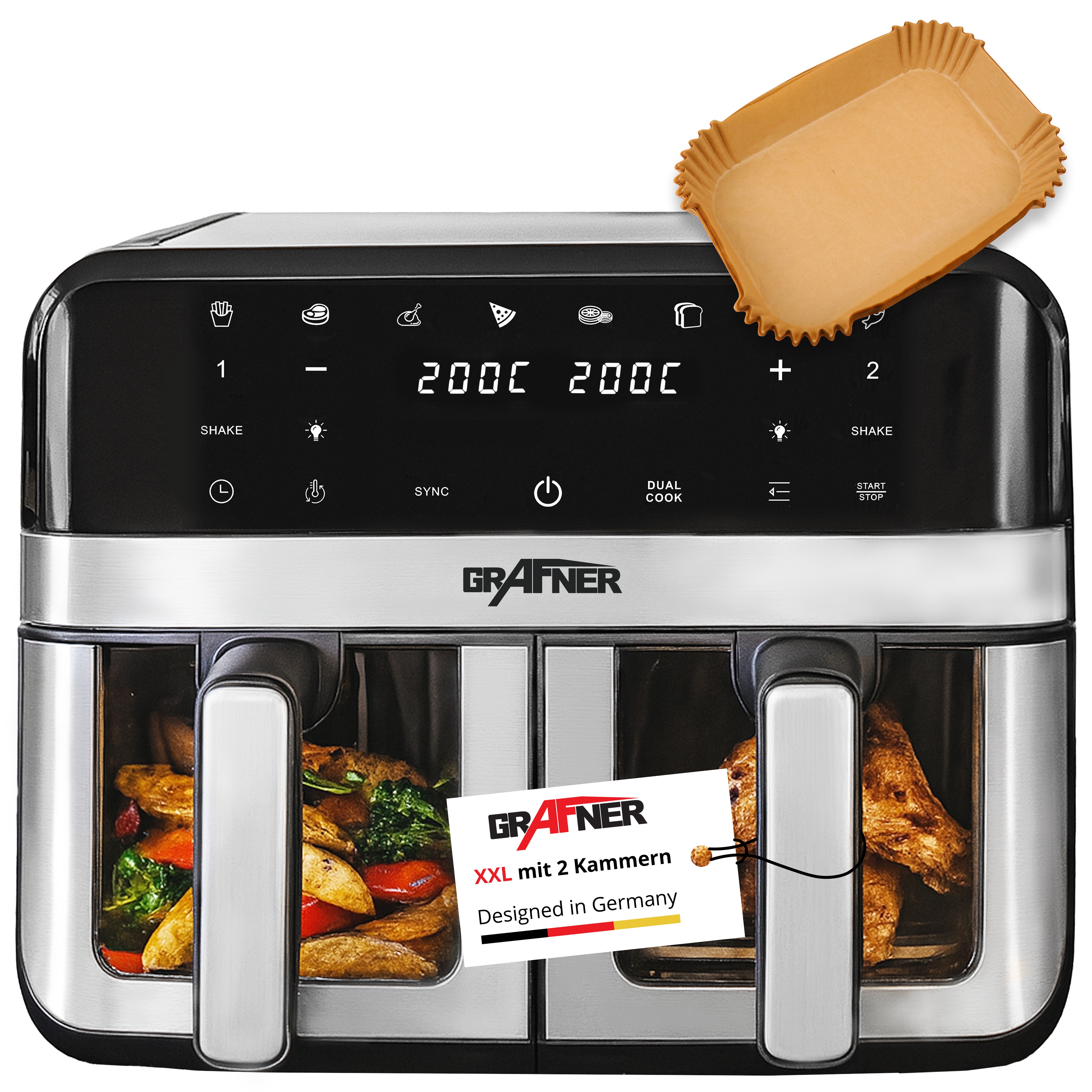 Grafner Doppel-Hei&szlig;luftfritteuse digital 9 Liter 2400 Watt - Bild 1