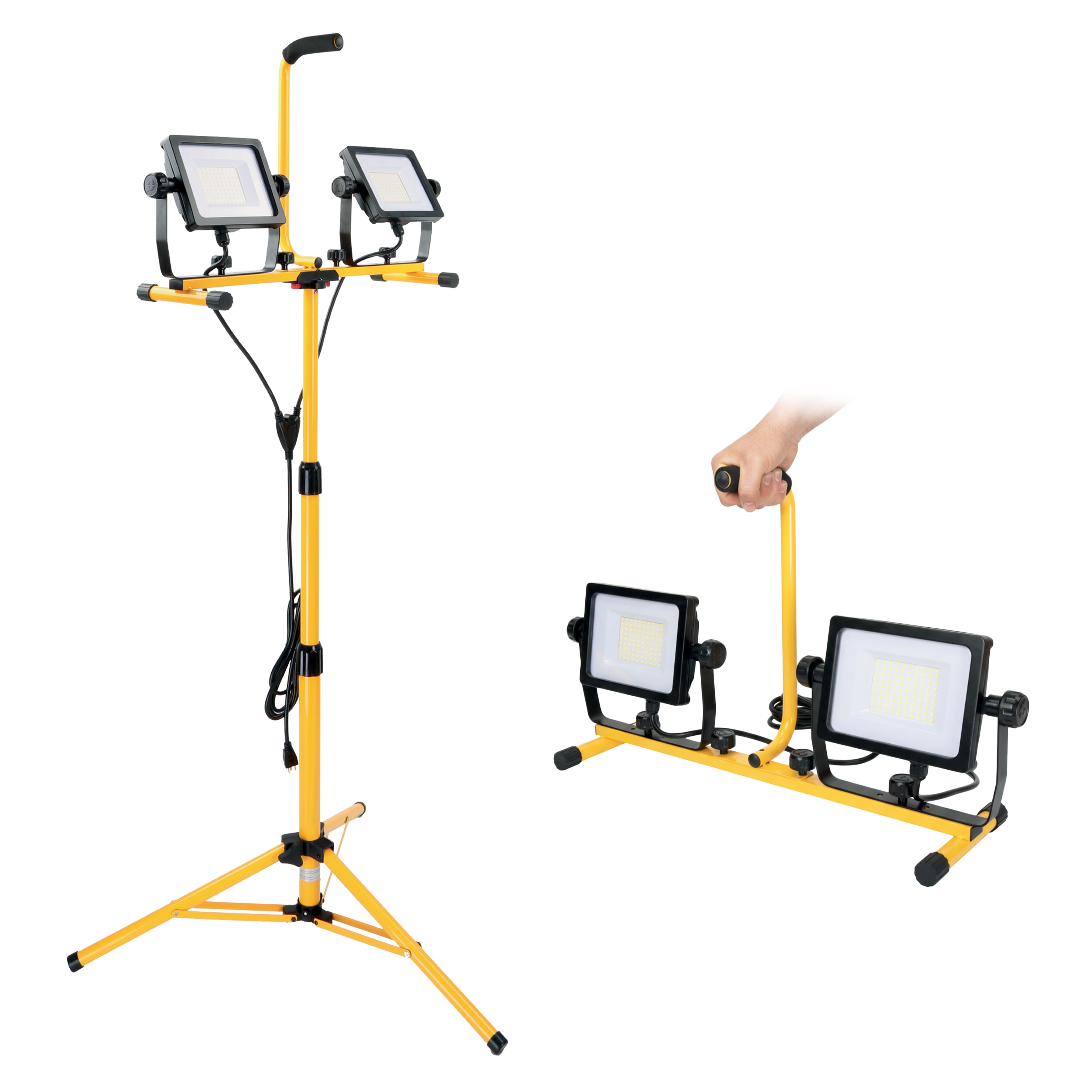 Grafner Baustrahler LED mit Stativ, 100 Watt (2x 50 Watt) 9000 Lm inkl. Fernbedienung - Bild 1