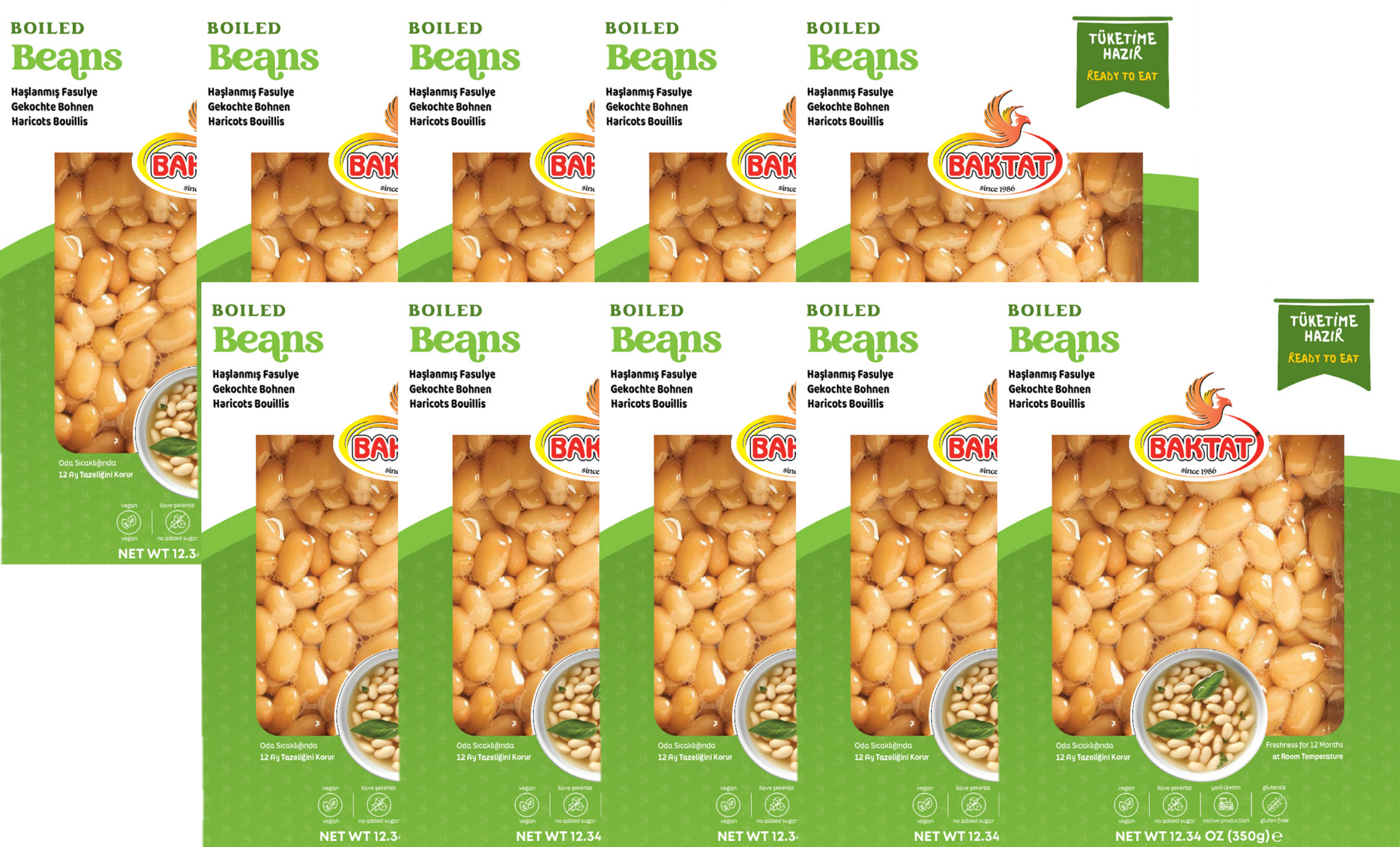 10x BAKTAT 350g - Haslanmis Fas&uuml;lye - Gekochte Bohnen - Bild 1