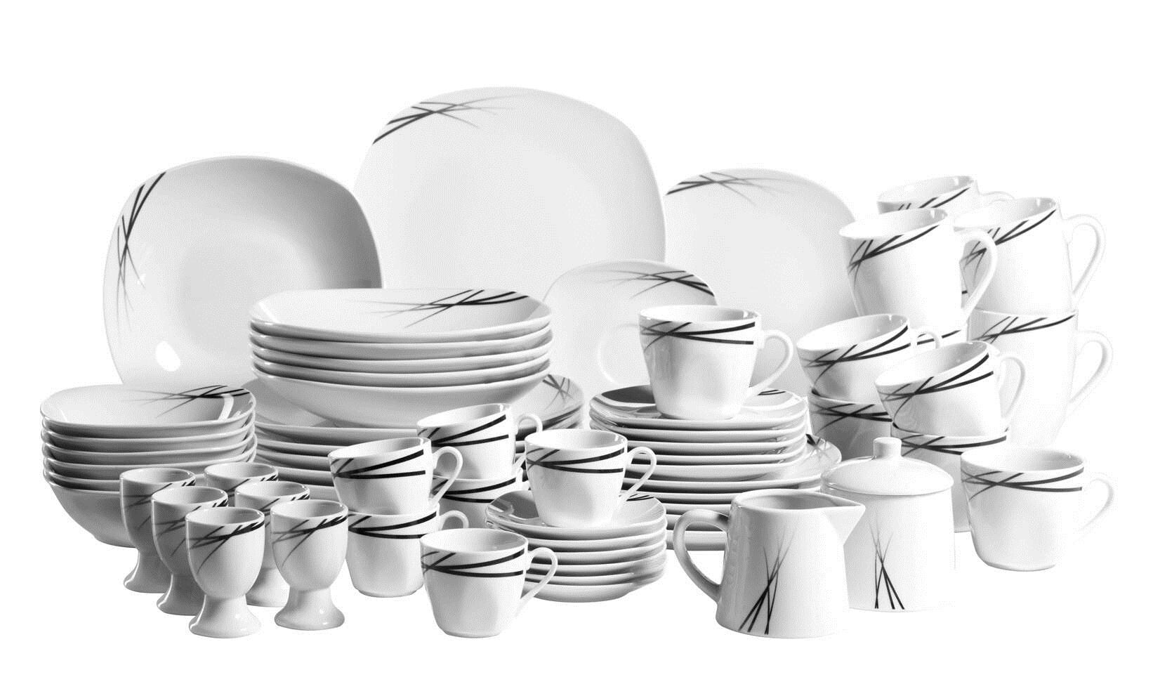 M&auml;ser Kombiservice, Porzellan LINEA NERA Wei&szlig; - Bild 1