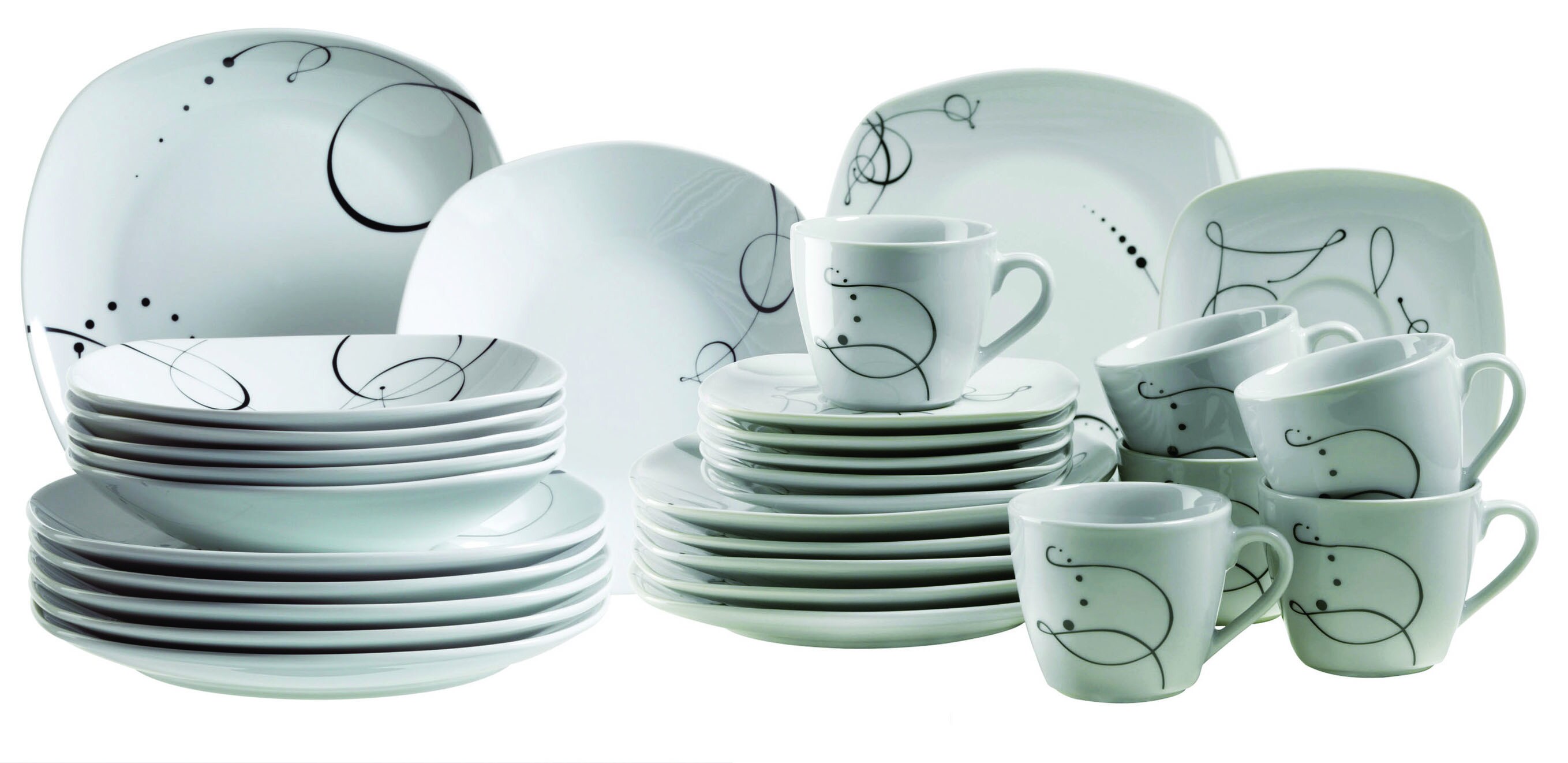 M&auml;ser Kombiservice, Porzellan CHANSON wei&szlig; - Bild 1