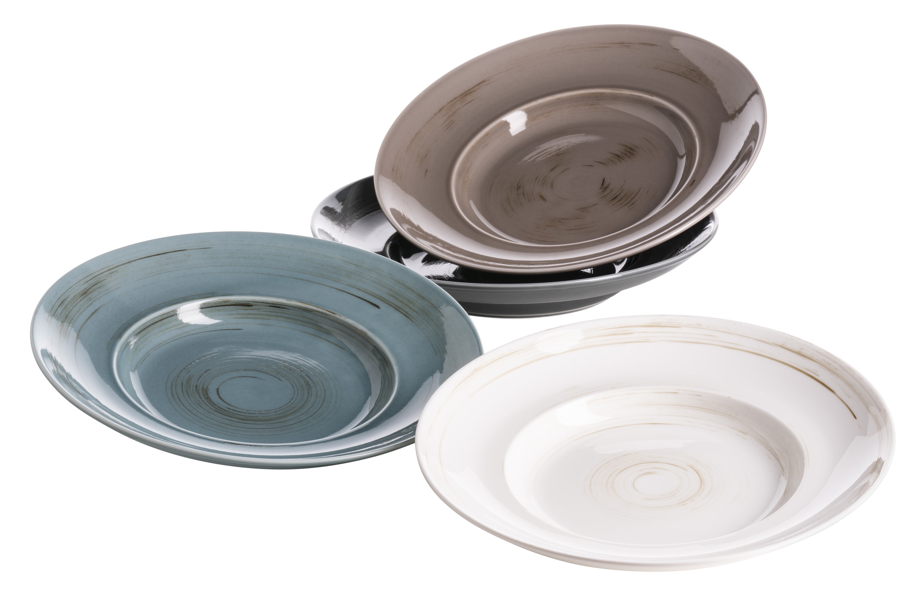 M&auml;ser Pastateller-Set, Durable Porzellan DERBY Wei&szlig;, Beige, Grau, Blau - Bild 1