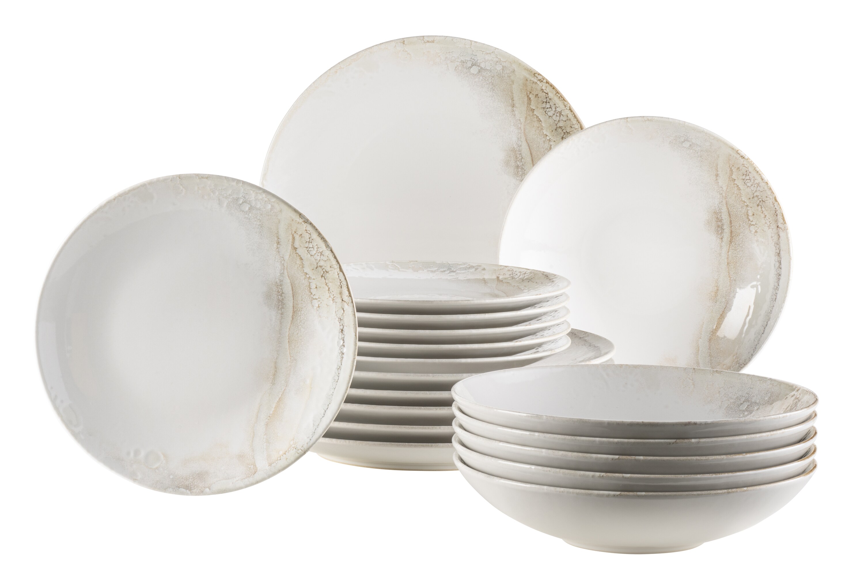 M&auml;ser Teller-Set, Steinzeug Ossia Wei&szlig; / Beige - Bild 1