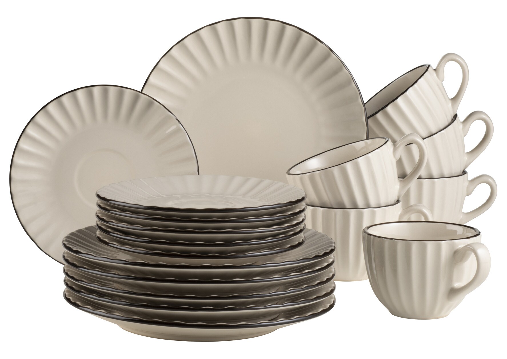 M&auml;ser Kaffeeservice, Steinzeug Osita Cremewei&szlig; - Bild 1