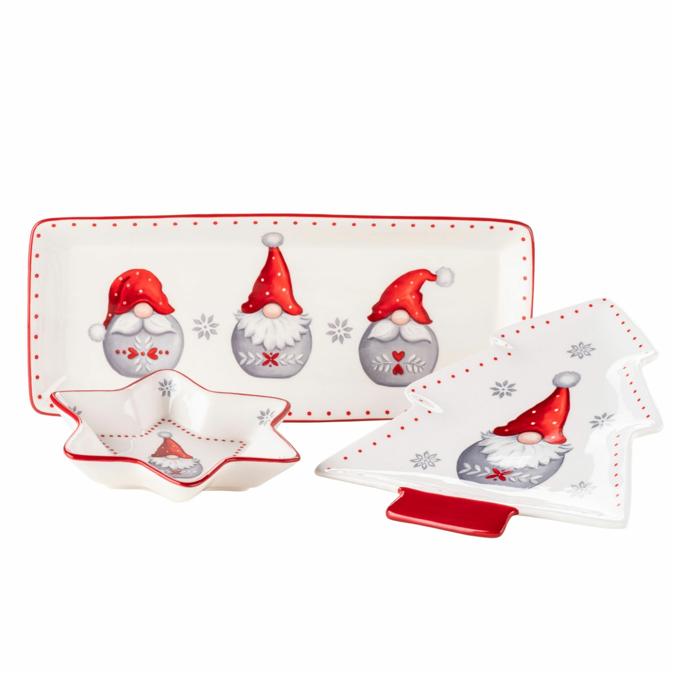 M&auml;ser Tellerset, Steingut Aurela Rot / Wei&szlig; / Grau - Bild 1