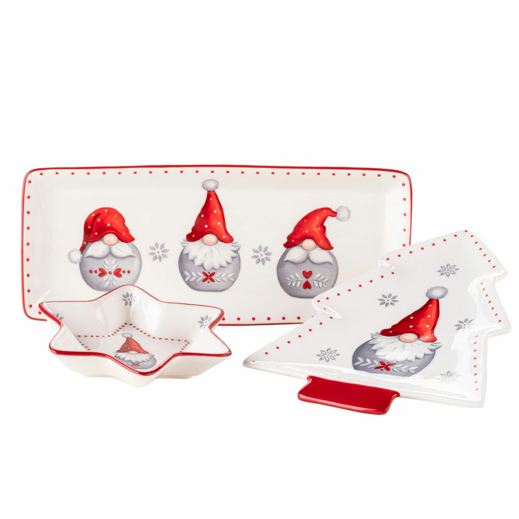 Mäser Tellerset, Steingut Aurela Rot / Weiß / Grau | 09001794850605