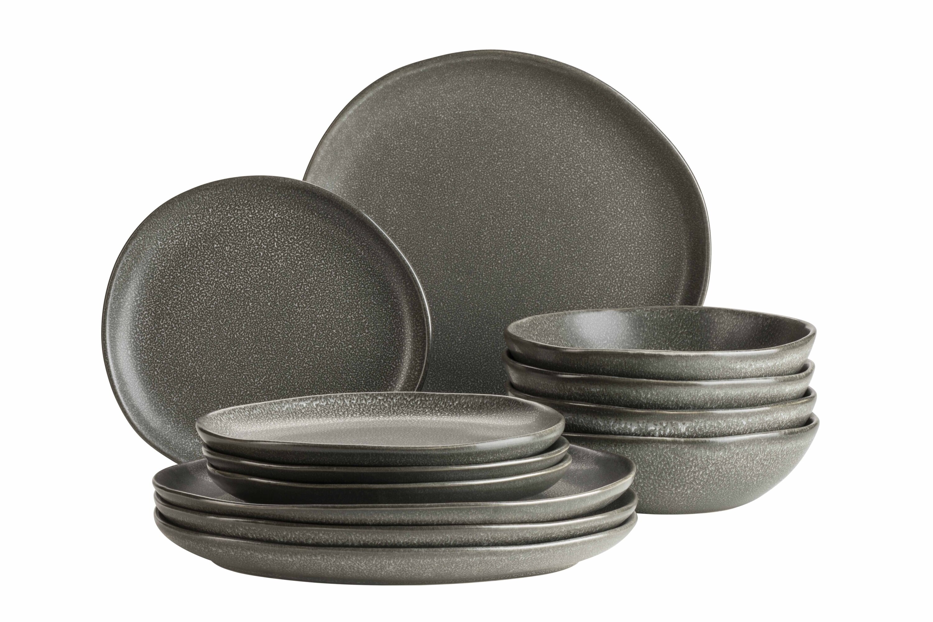 M&auml;ser Tellerset, Keramik Marlena Grau - Bild 1