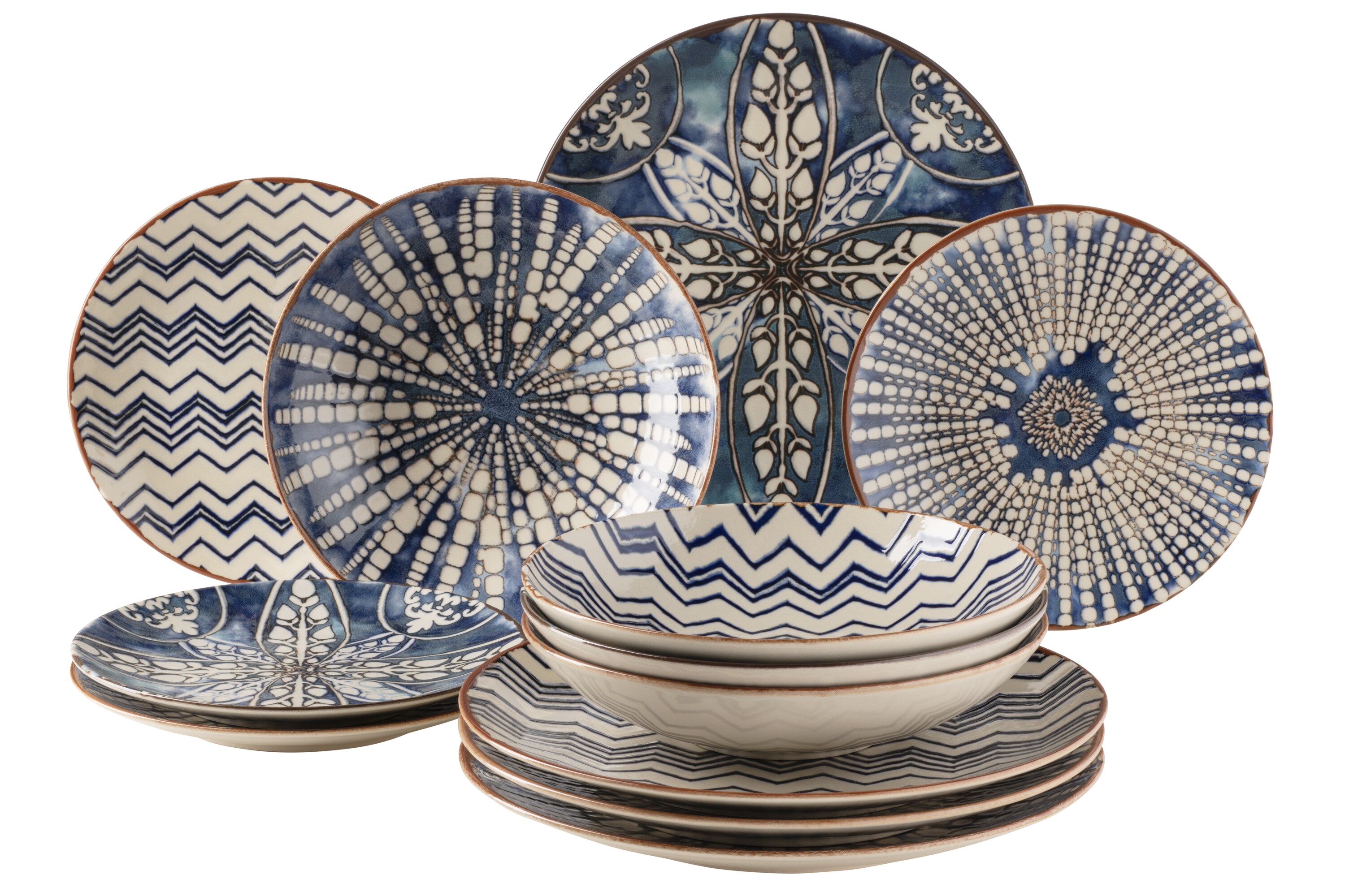 M&auml;ser Tafelservice, Steinzeug Iberico Blue Blau / Wei&szlig; - Bild 1