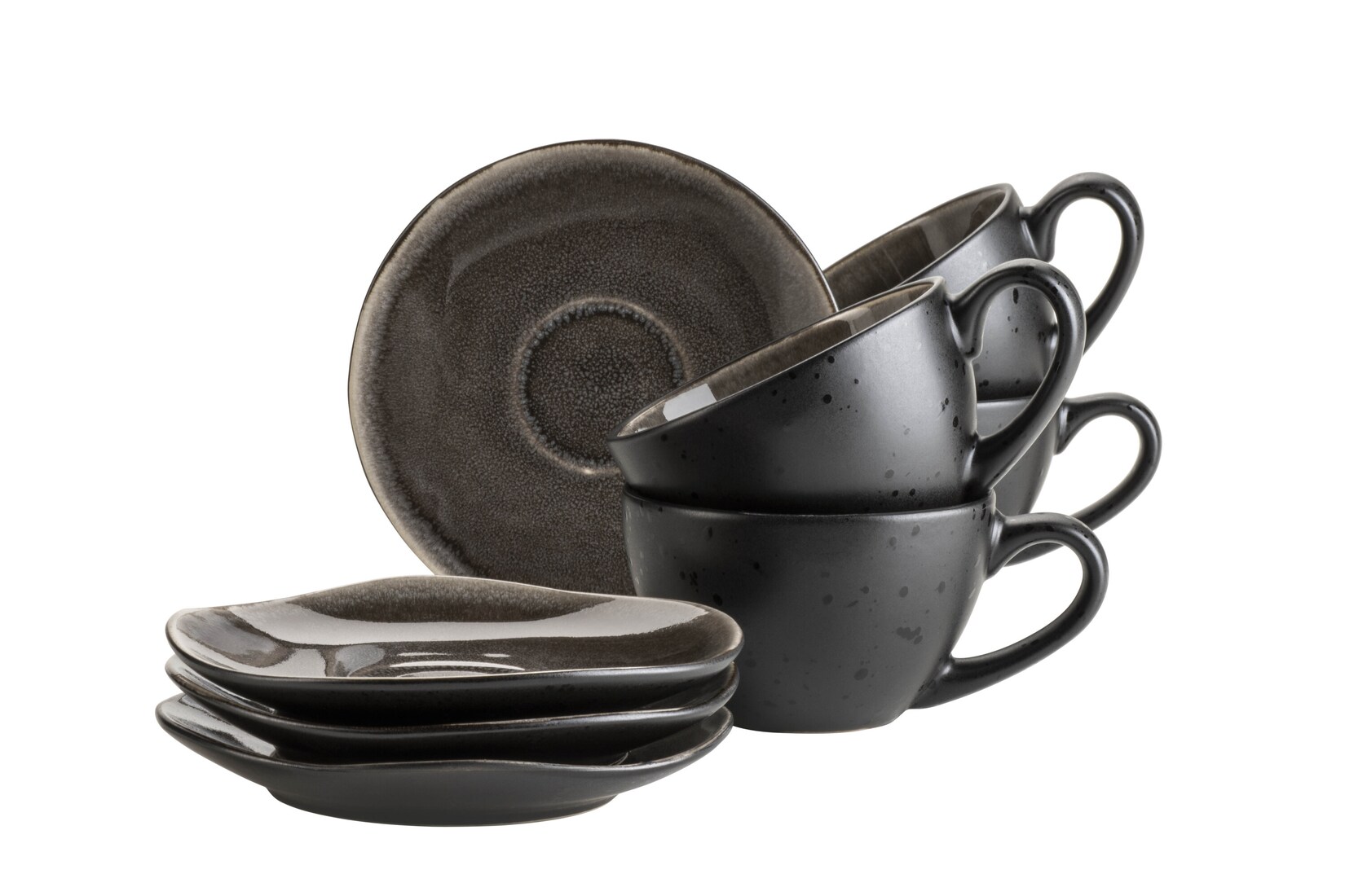 Mäser Kaffeetassen-Set, Keramik Niara Organic Braun / Schwarz