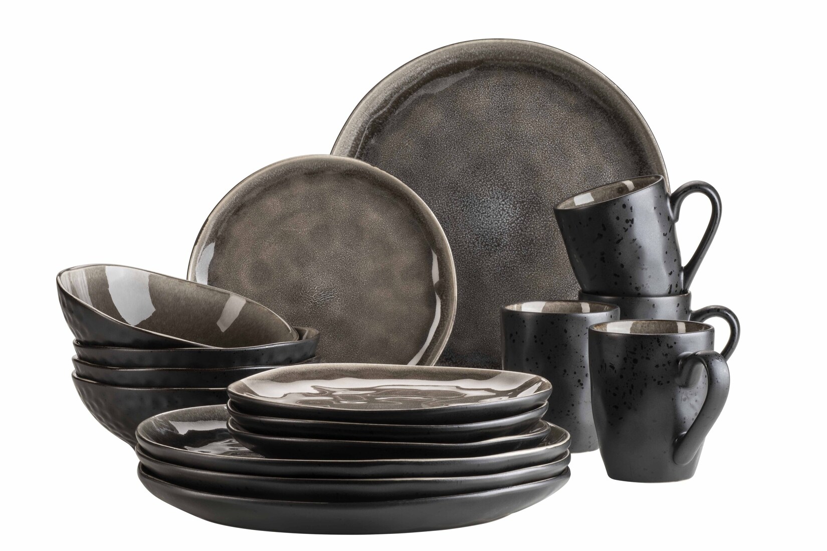 Mäser Geschirr-Set, Keramik Niara Organic Braun / Schwarz