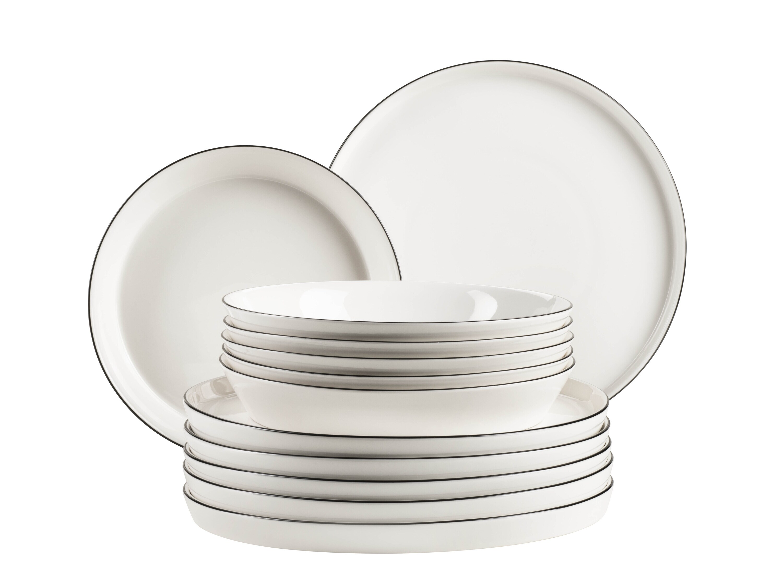 M&auml;ser Tafelservice , Porzellan Sita Wei&szlig; / Schwarz - Bild 1