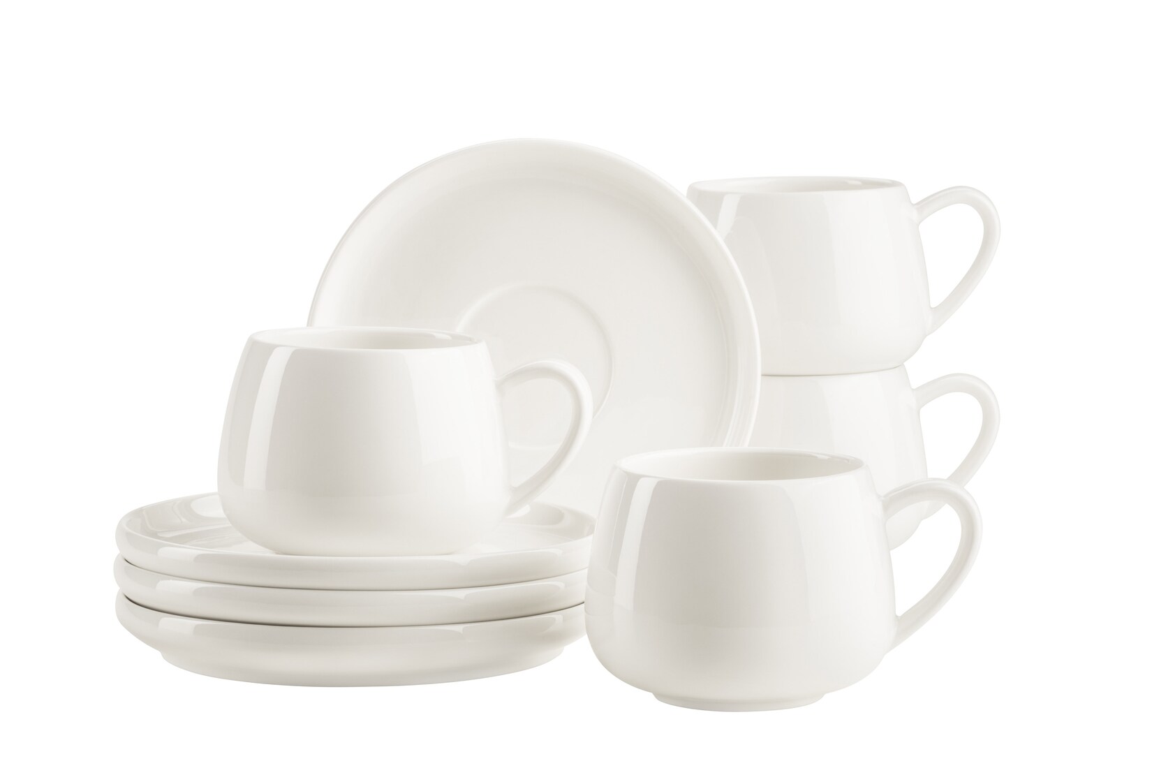 Mäser Kaffeetassen Set, Porzellan Taya Weiß