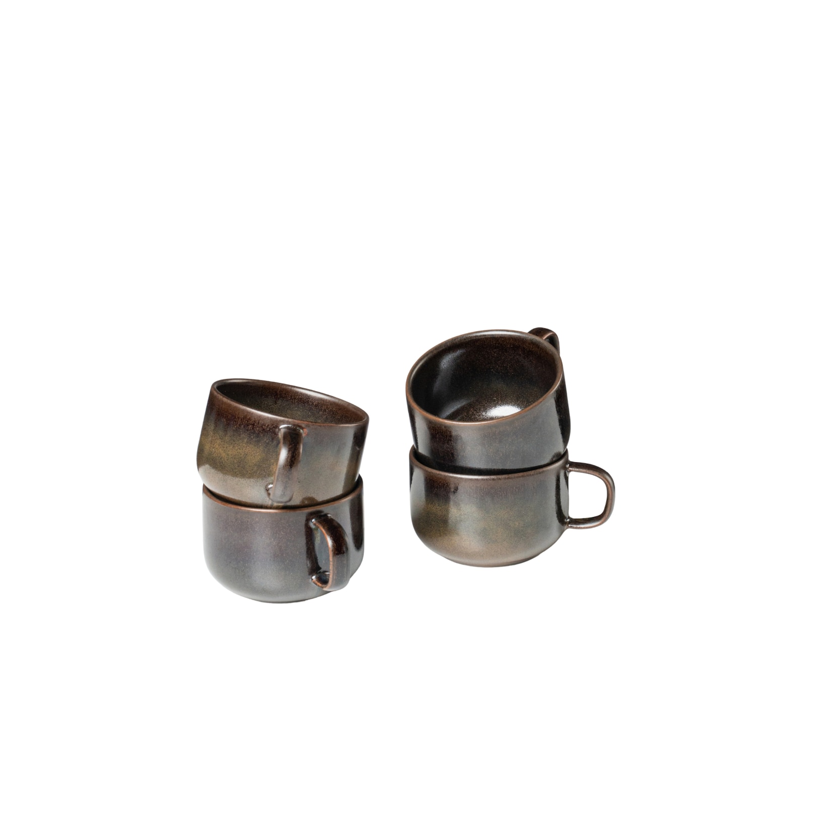 Gipfelstück Kaffeeobertassen-Set, Steinzeug Glockenklang Bronze / Braun