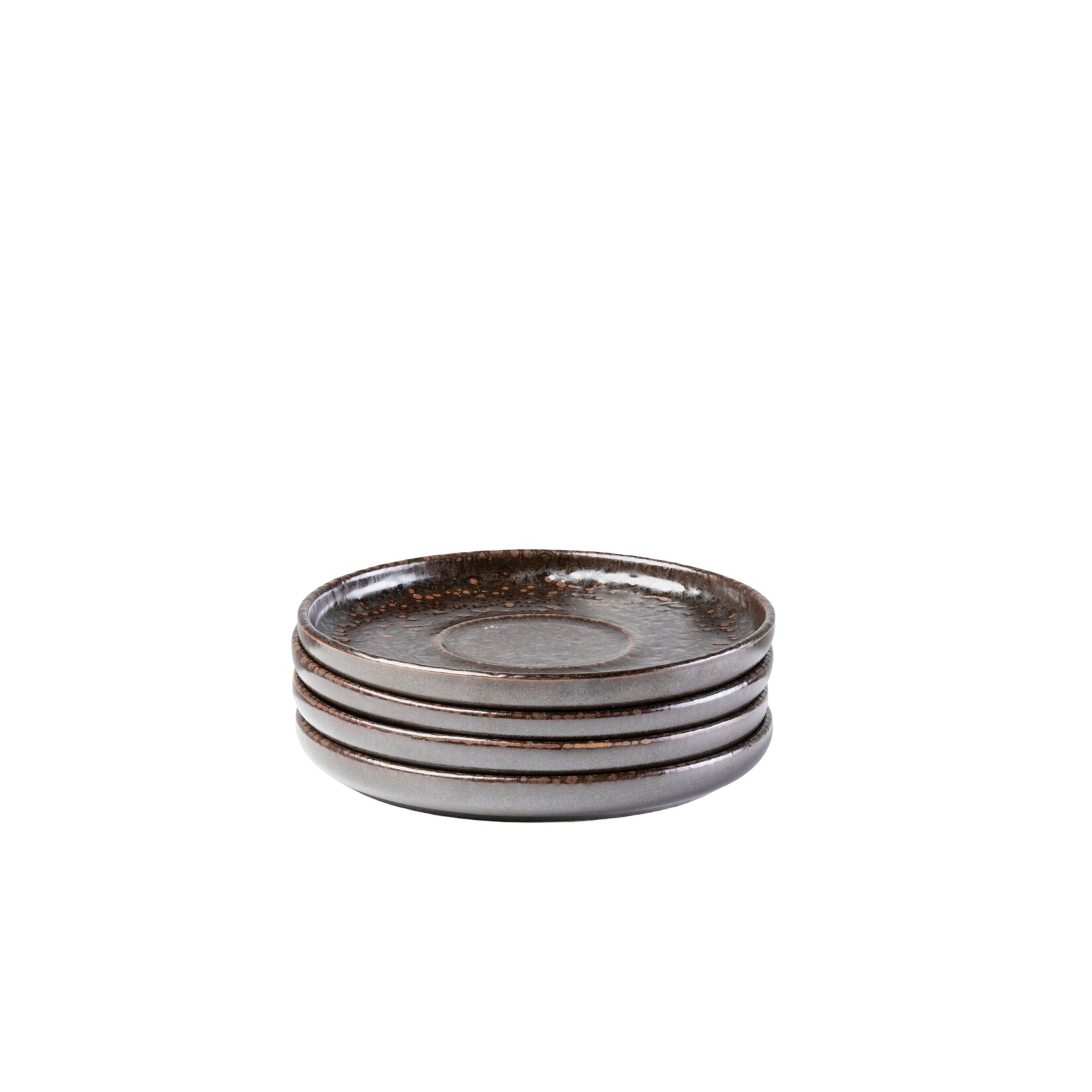 Gipfelstück Kaffeeuntertassen-Set, Steinzeug Glockenklang Bronze / Braun