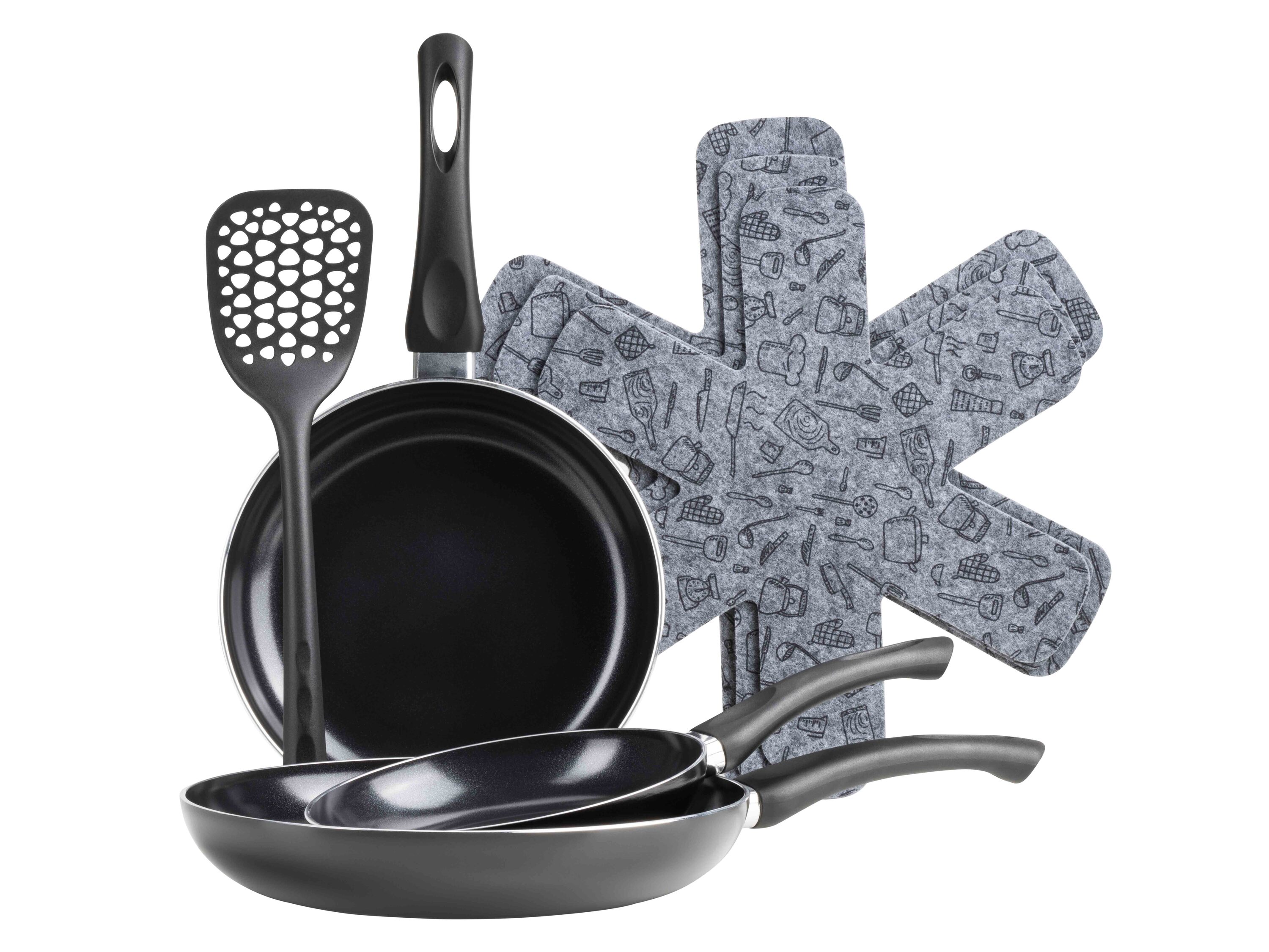 M&auml;ser Pfannen Set, 7-tlg., Aluminium Ezaki Schwarz - Bild 1