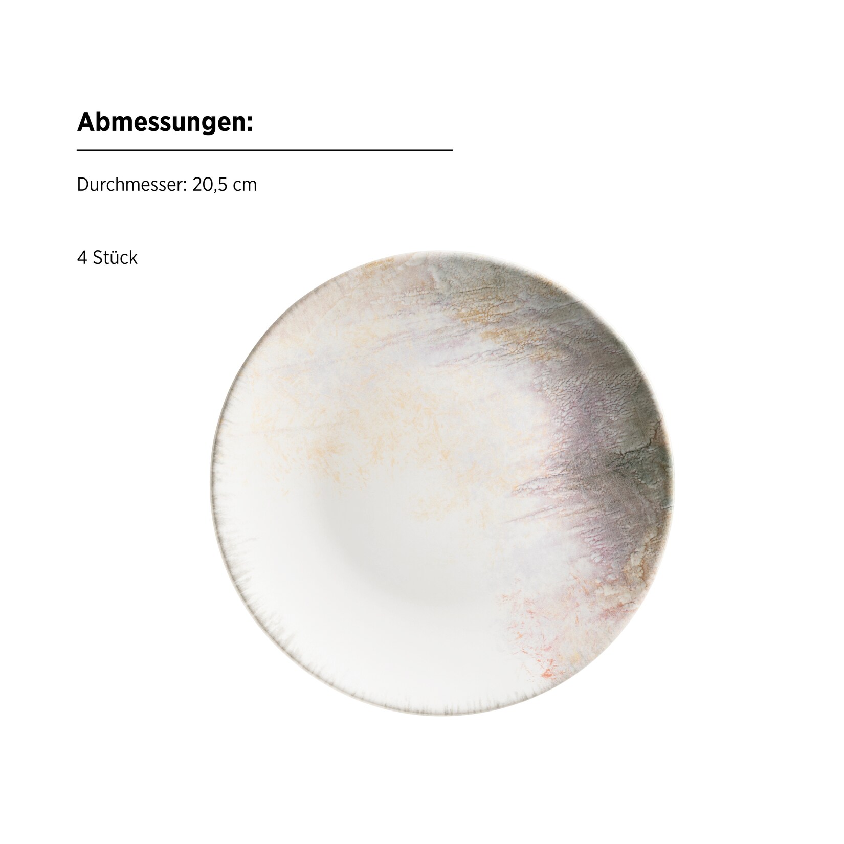 Mäser Dessertteller-Set, Steinzeug Aquarellia Weiß, Lila