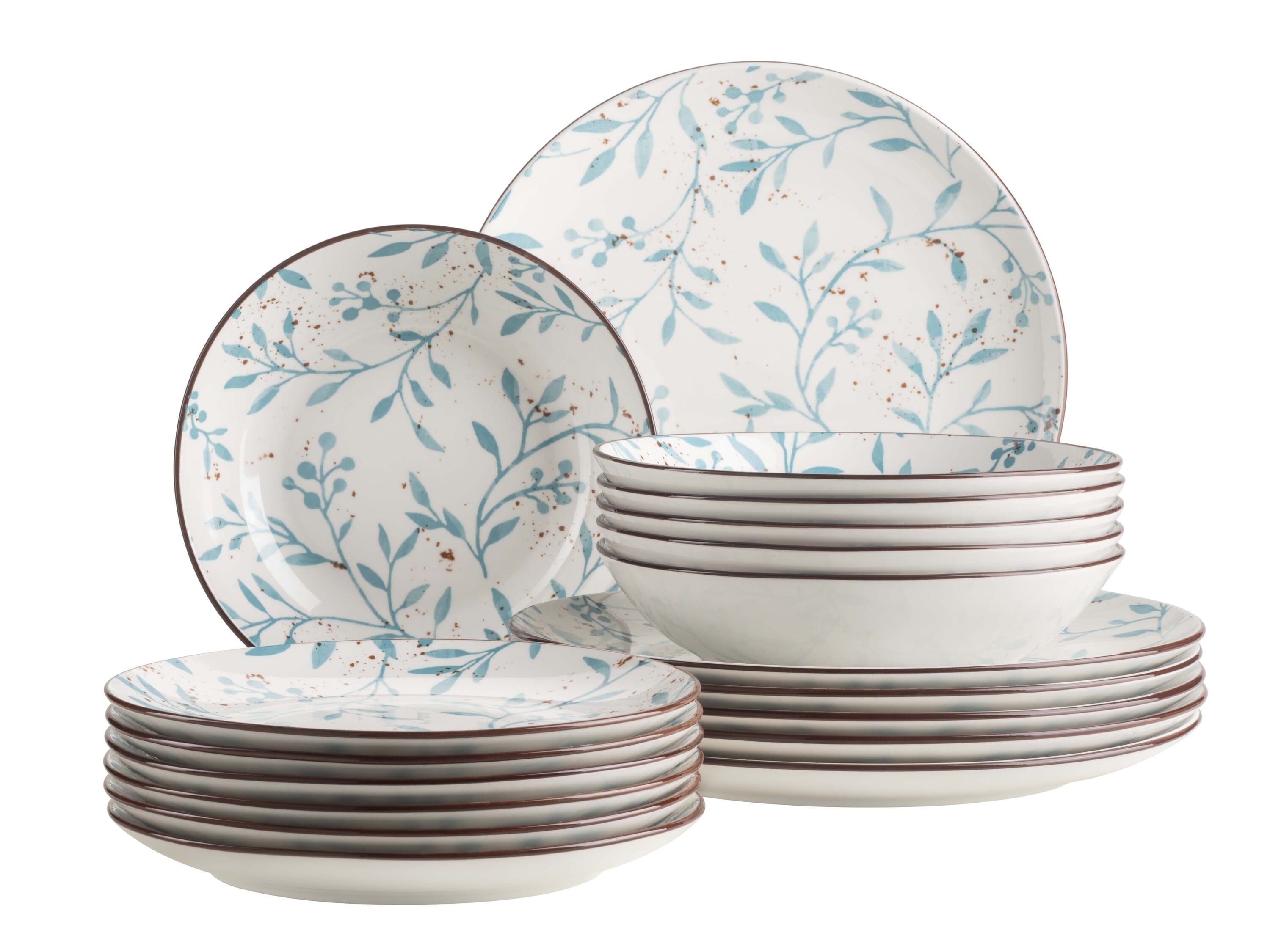 M&auml;ser Teller Set, Porzellan Olive T&uuml;rkis 