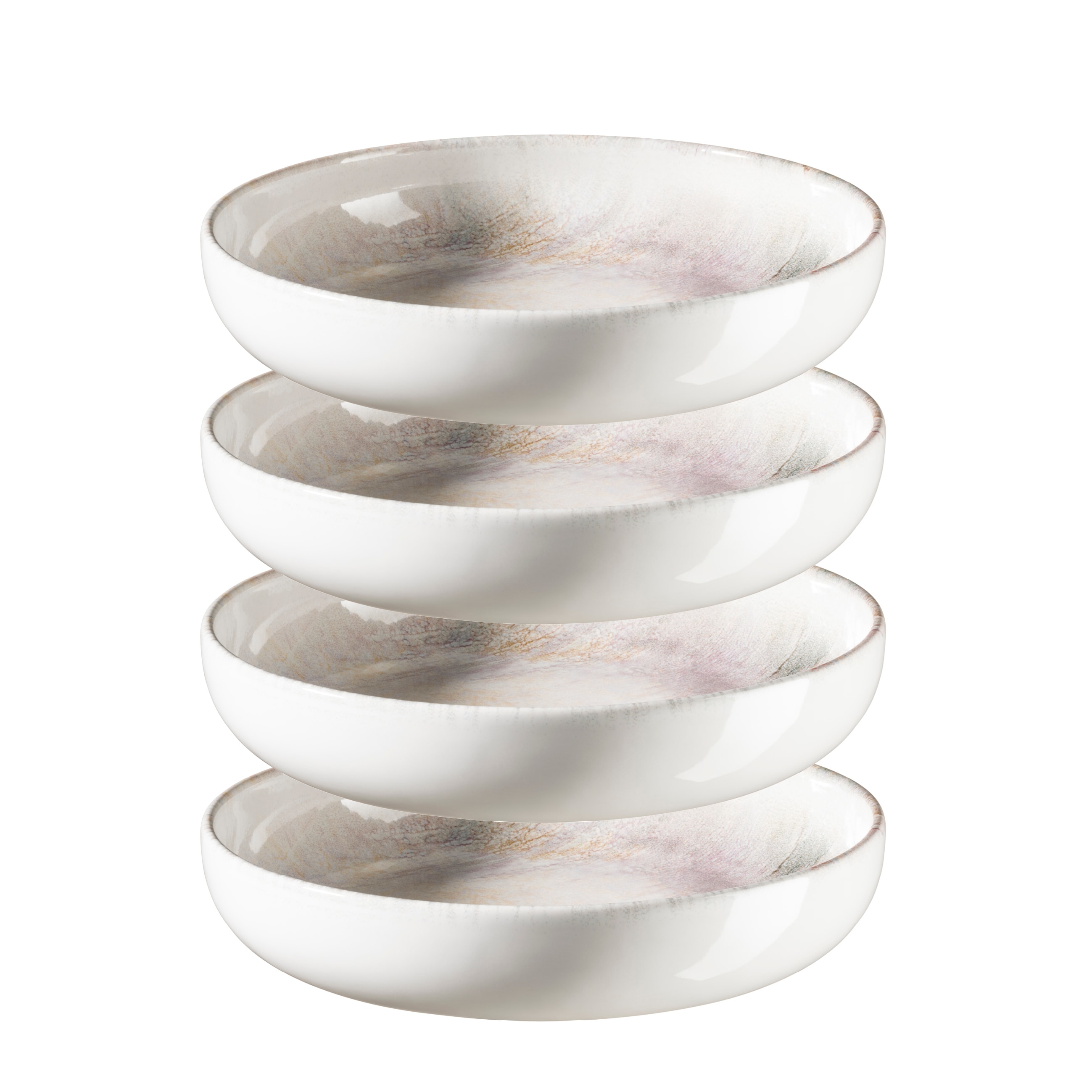 M&auml;ser Suppenteller-Set, Steinzeug Aquarellia Wei&szlig;, Lila - Bild 1