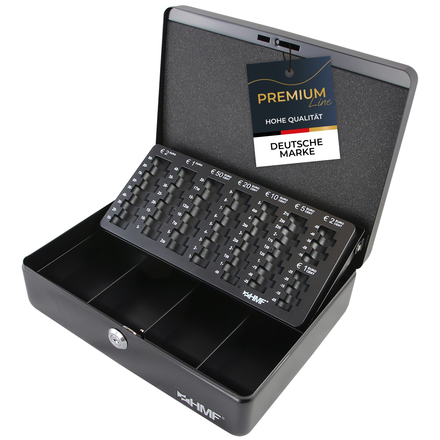 HMF 10015-02 Geldkassette mit M&uuml;nzz&auml;hlbrett, 30 x 24 x 9 cm, Schwarz - Bild 1
