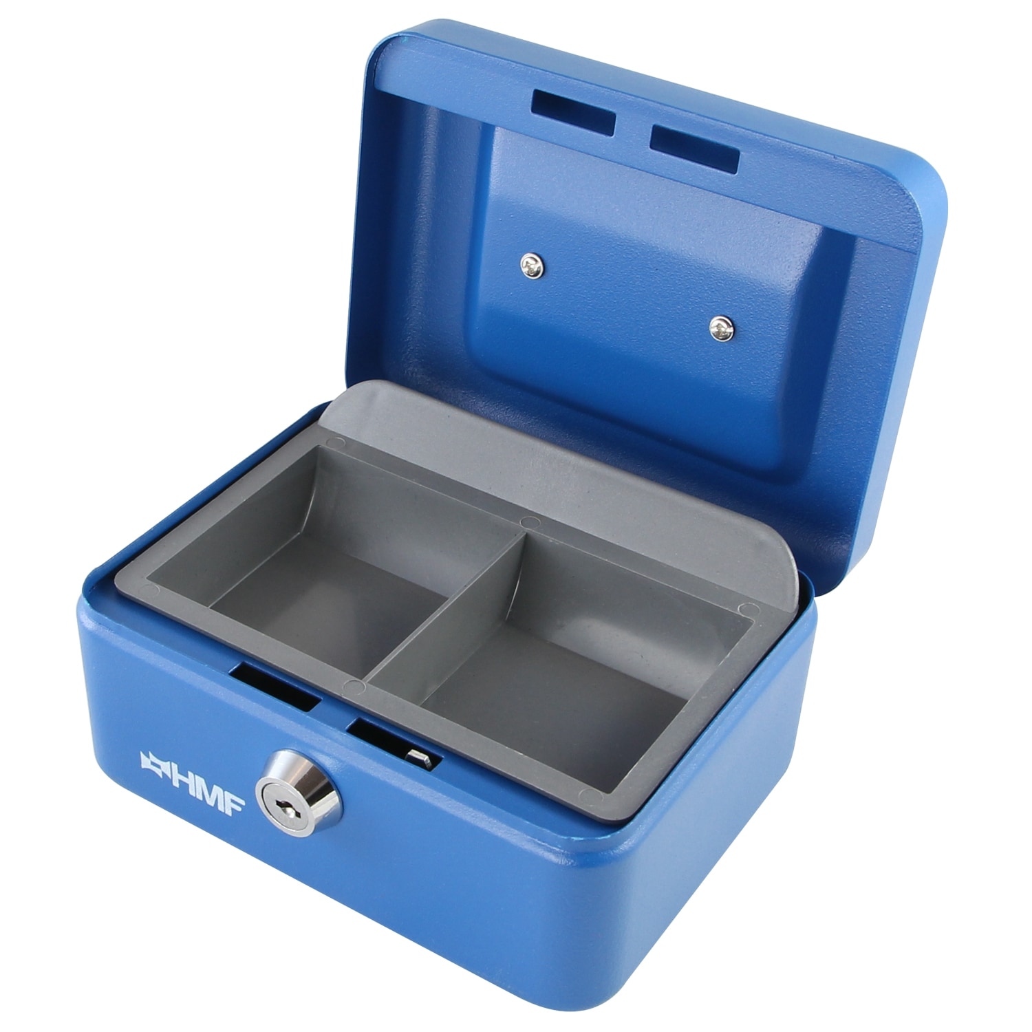 HMF Geldkassette abschlie&szlig;bar mit M&uuml;nzeinsatz, 15 x 12 x 8 cm, Blau - Bild 1
