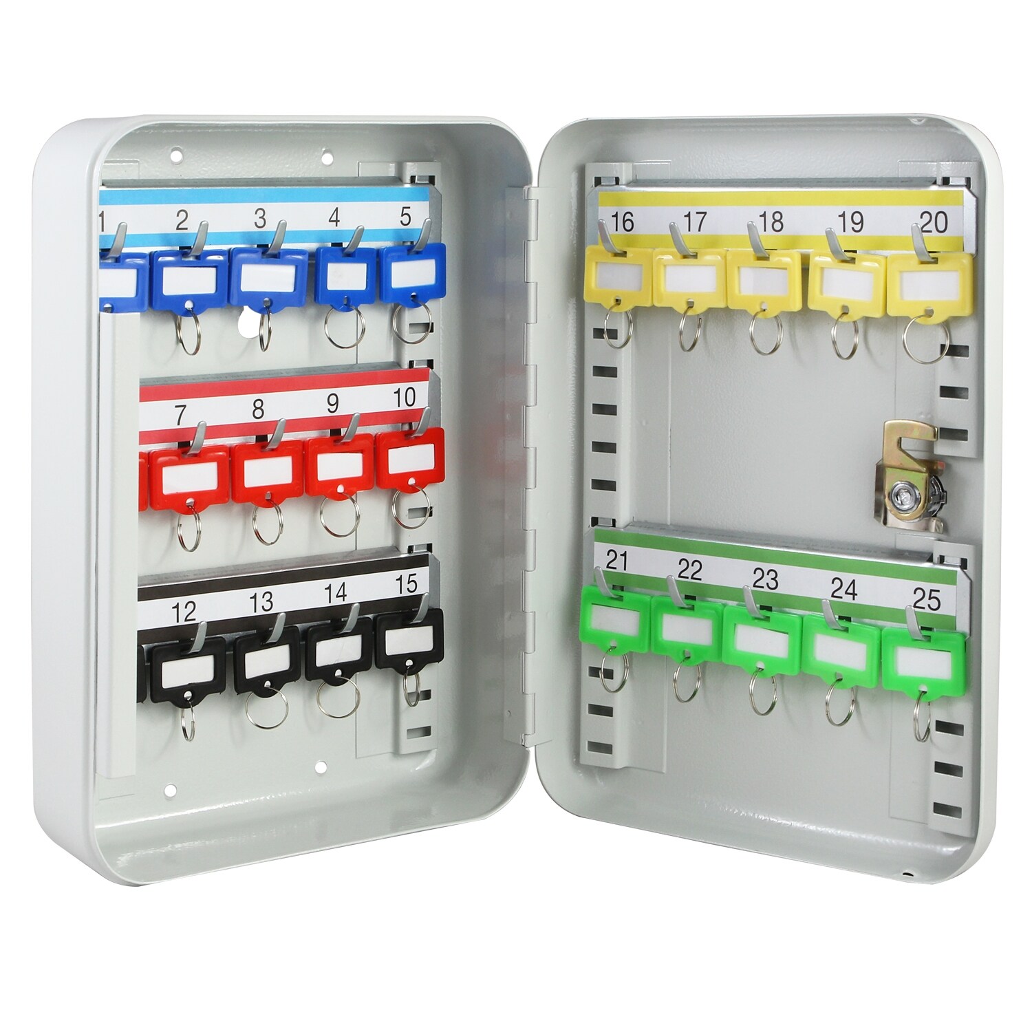 HMF 12525-07 Schl&uuml;sselkasten abschlie&szlig;bar, 25 Haken, 25 x 17 x 7,5 cm, Lichtgrau - Bild 1